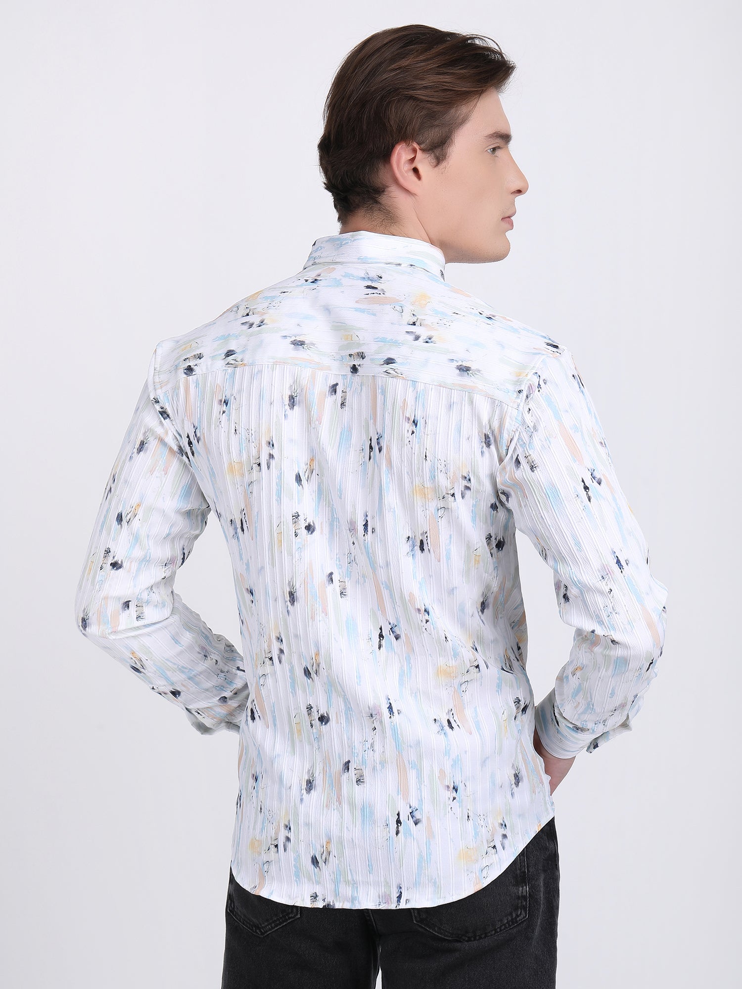 Multi White Popcorn Print Premium Full Sleeves Shirt