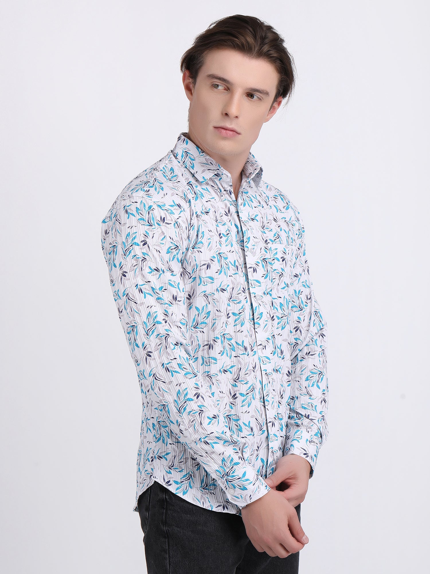 Sky Blue Popcorn Print Premium Full Sleeves Shirt
