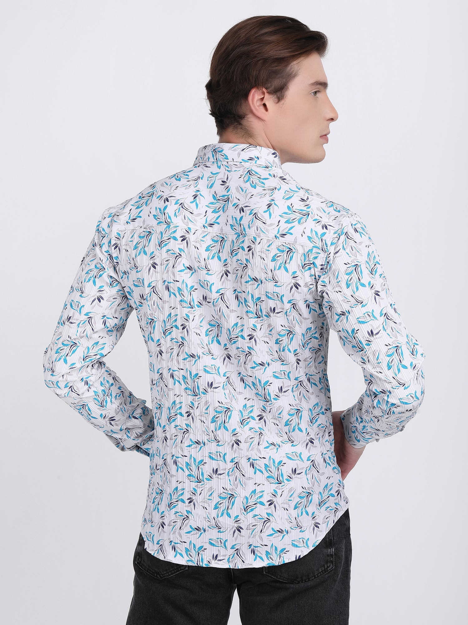 Sky Blue Popcorn Print Premium Full Sleeves Shirt