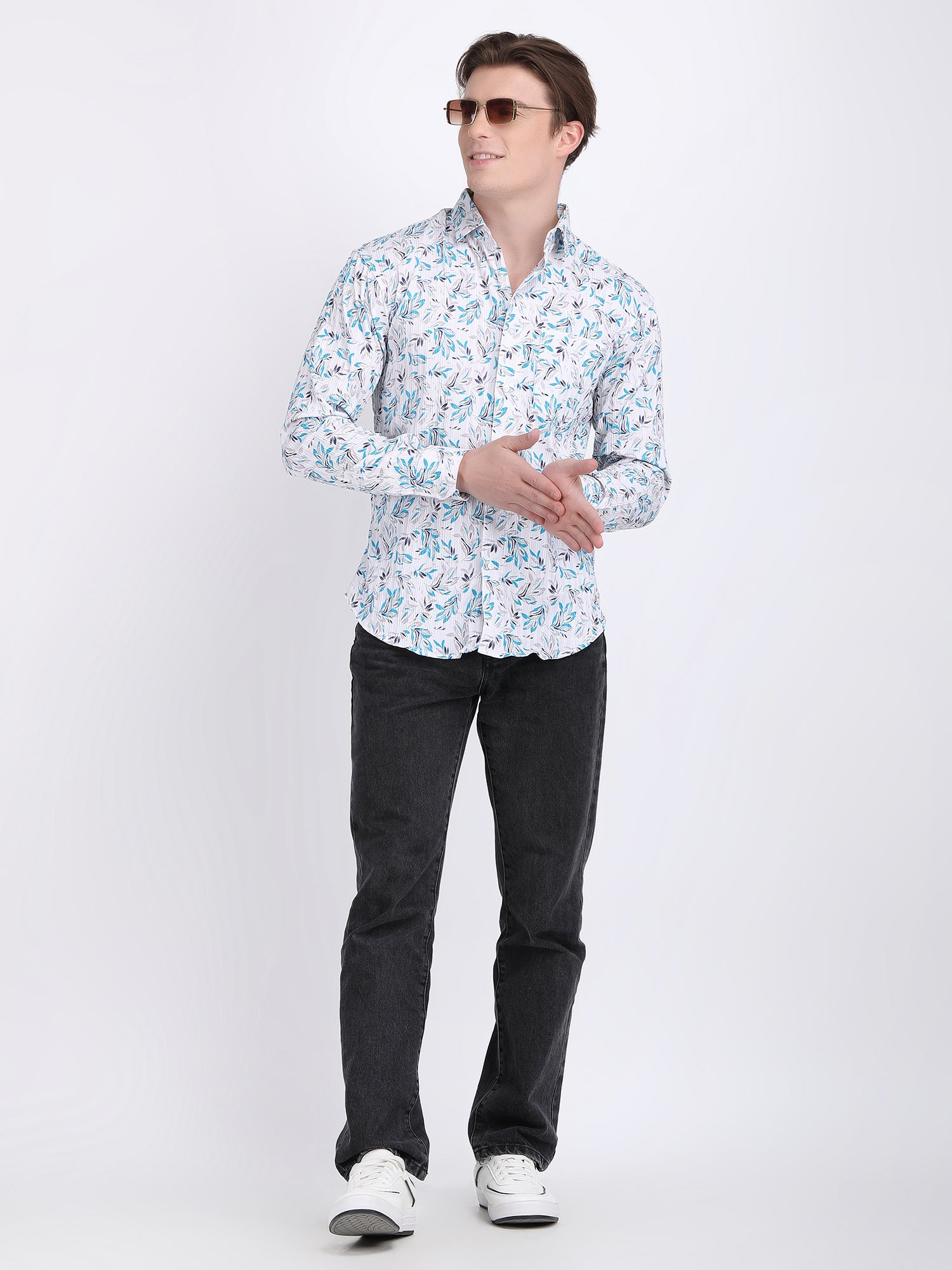 Sky Blue Popcorn Print Premium Full Sleeves Shirt