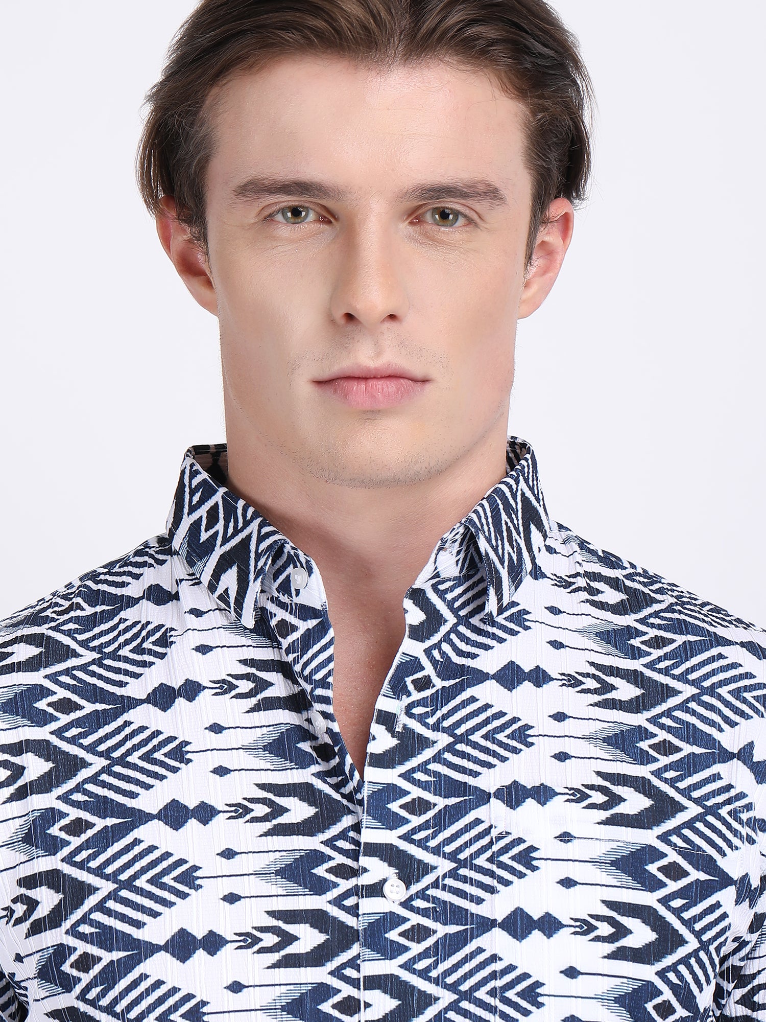 Navy Blue Popcorn Print Premium Full Sleeves Shirt