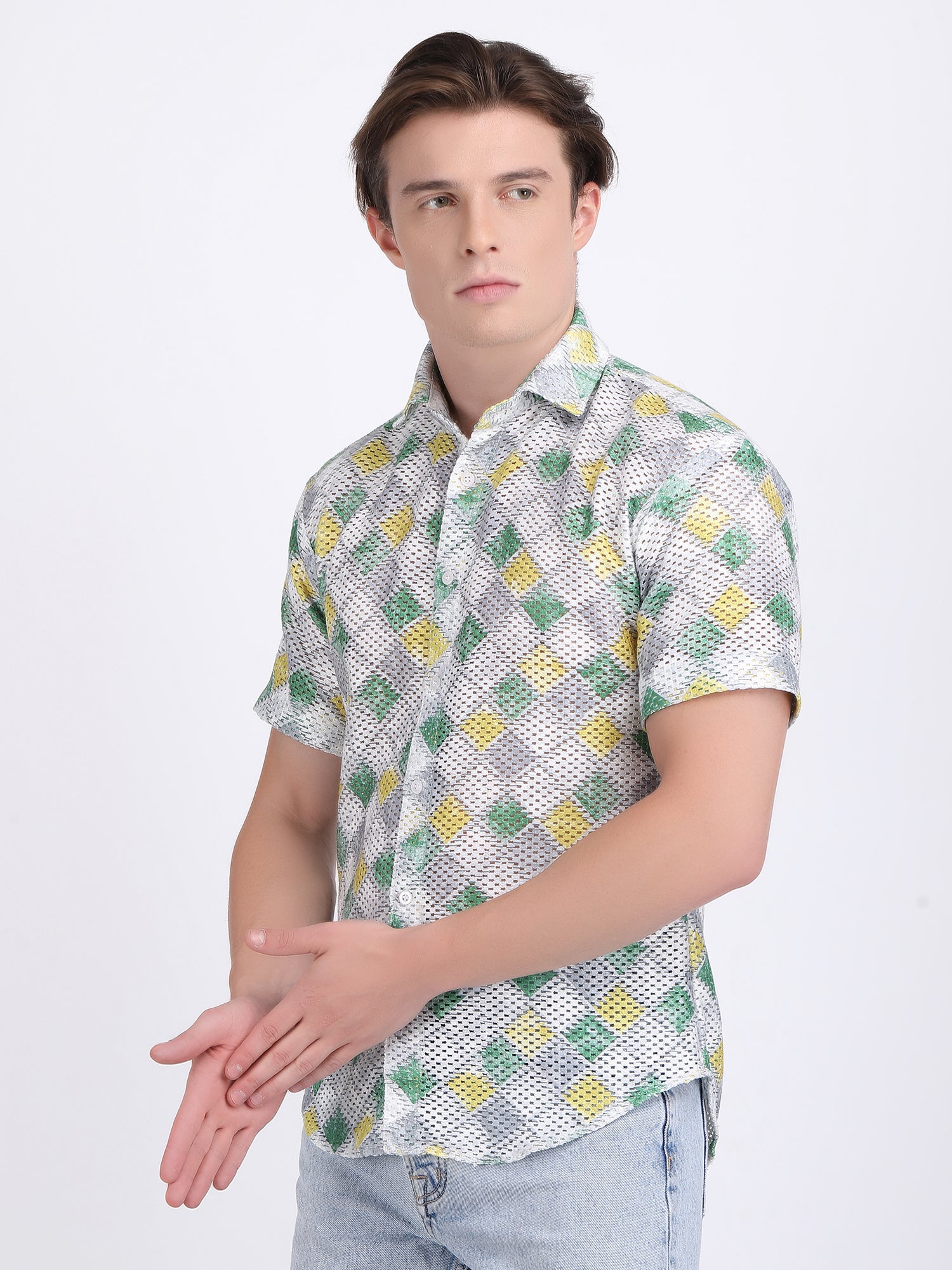 French Grey Dual Fusion Crochet Shirt