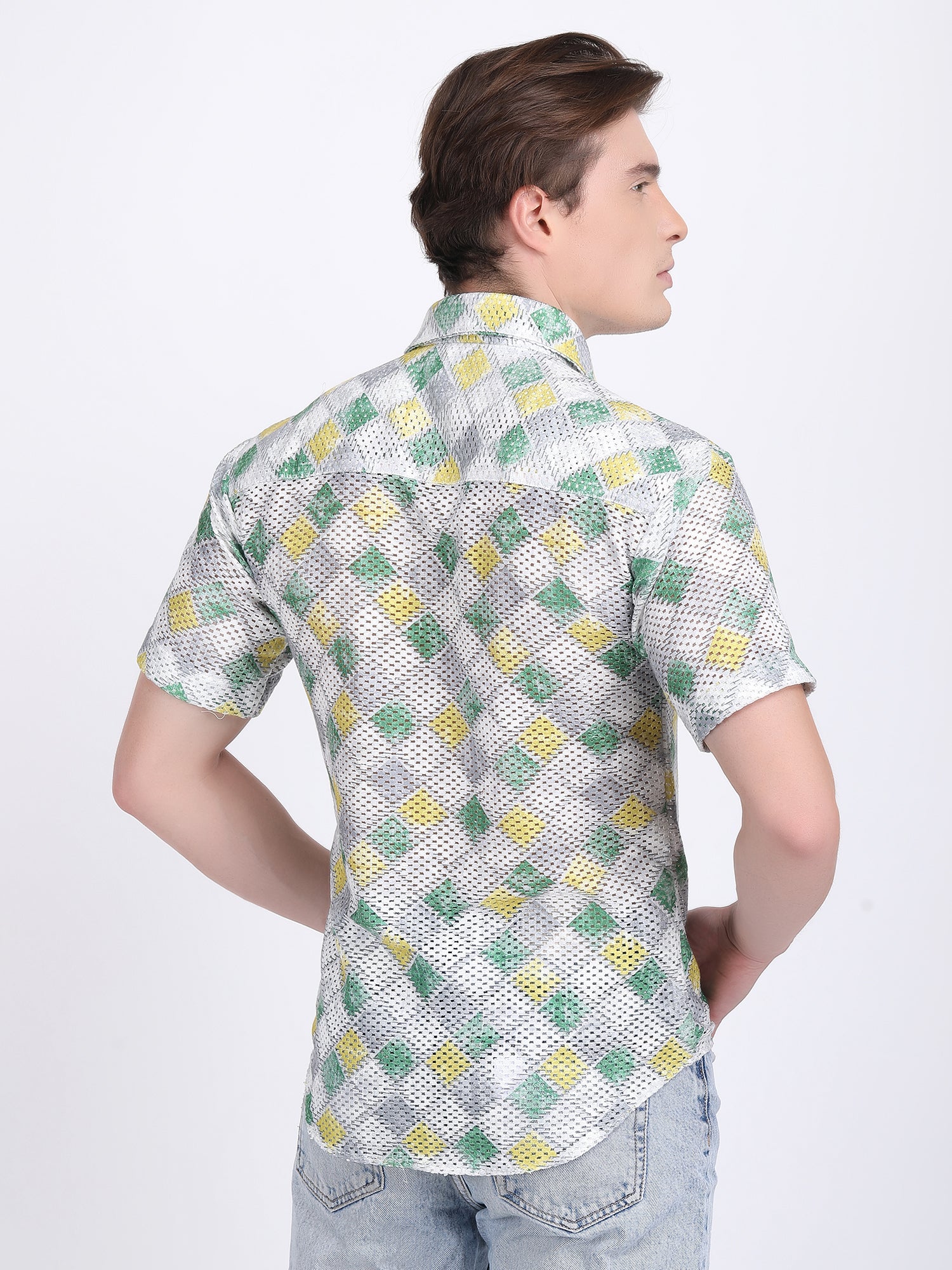 French Grey Dual Fusion Crochet Shirt