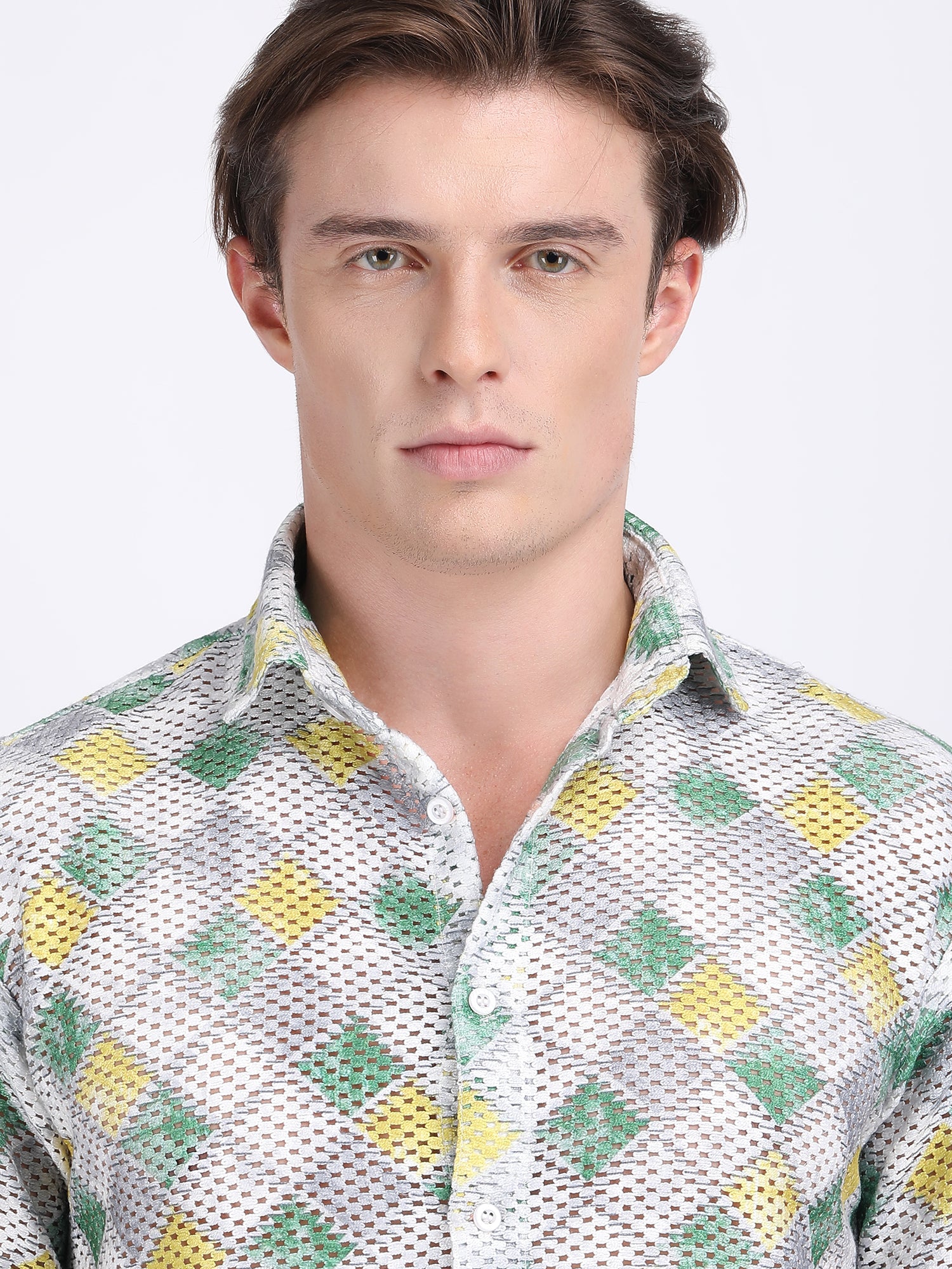 French Grey Dual Fusion Crochet Shirt