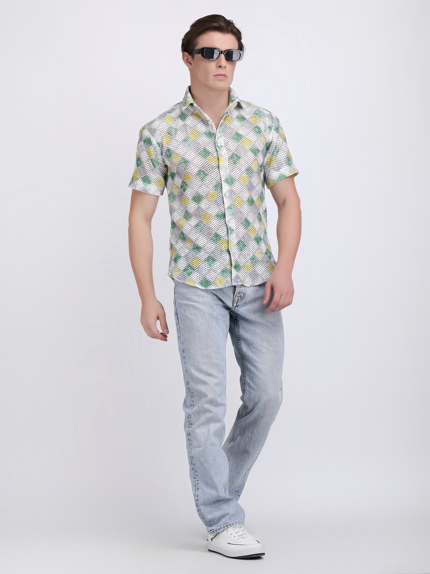 French Grey Dual Fusion Crochet Shirt