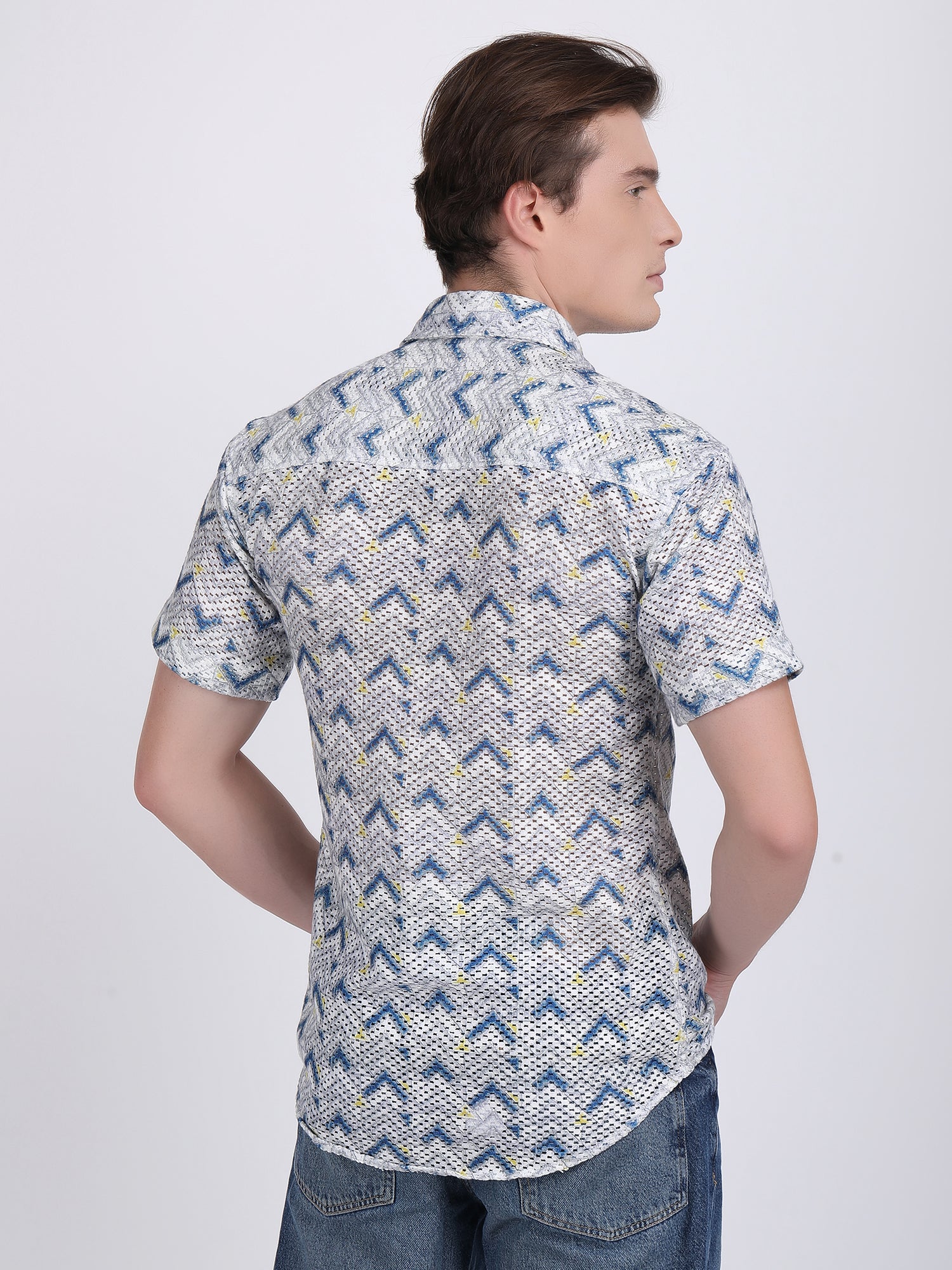 White Dual Fusion Crochet Shirt