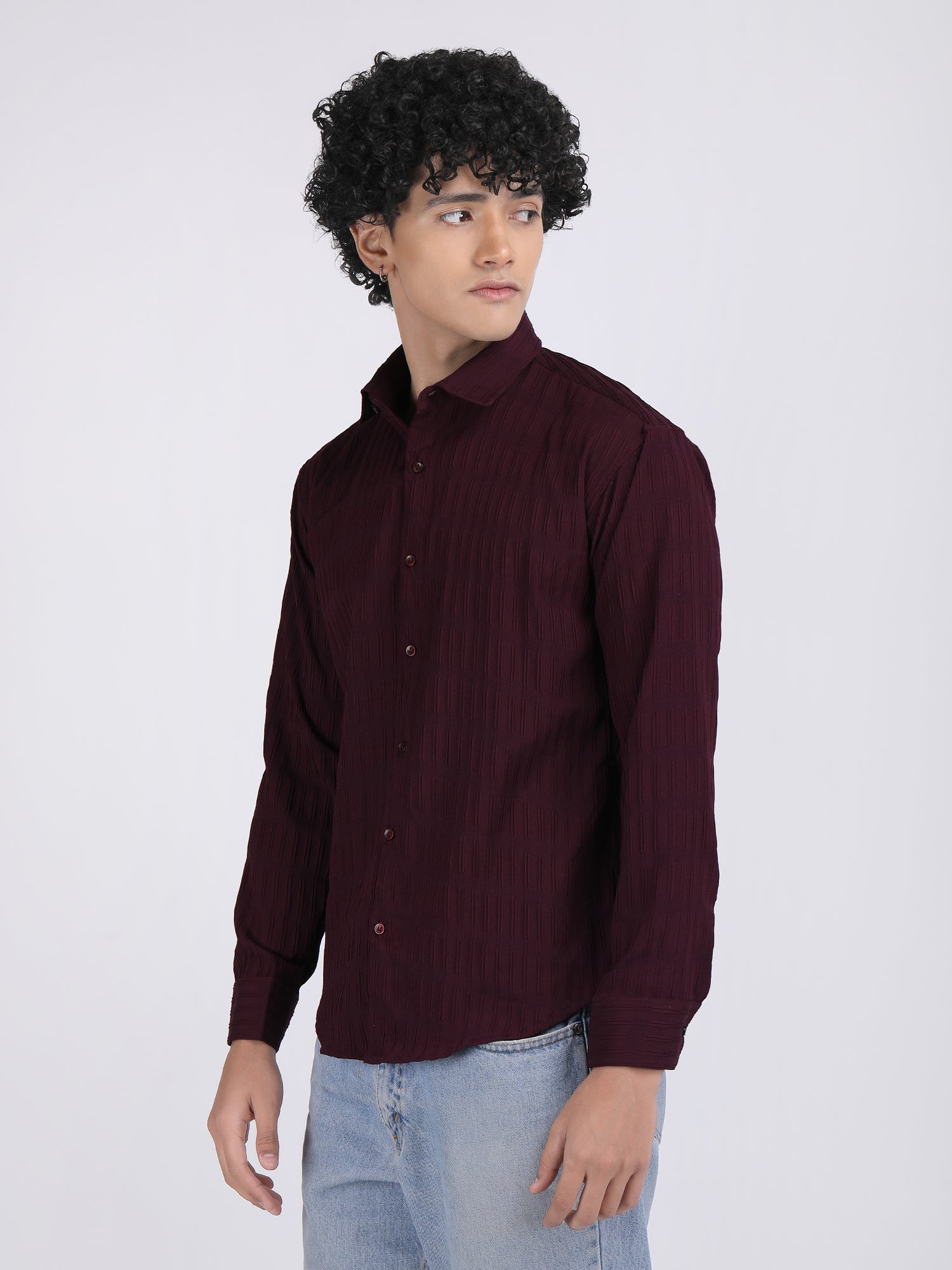 Wine Popcorn Texture Full Sleeves Shirt