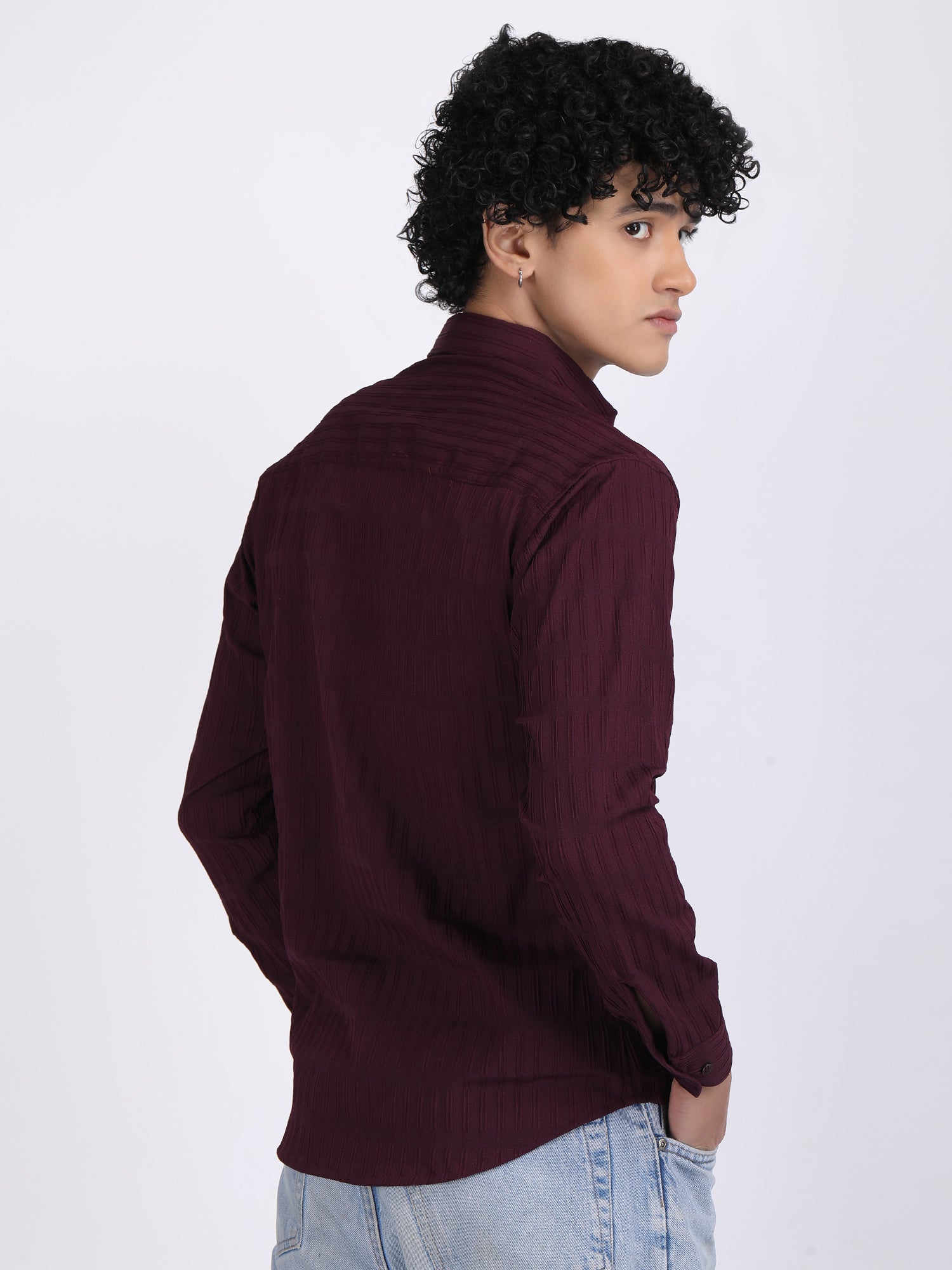 Wine Popcorn Texture Full Sleeves Shirt
