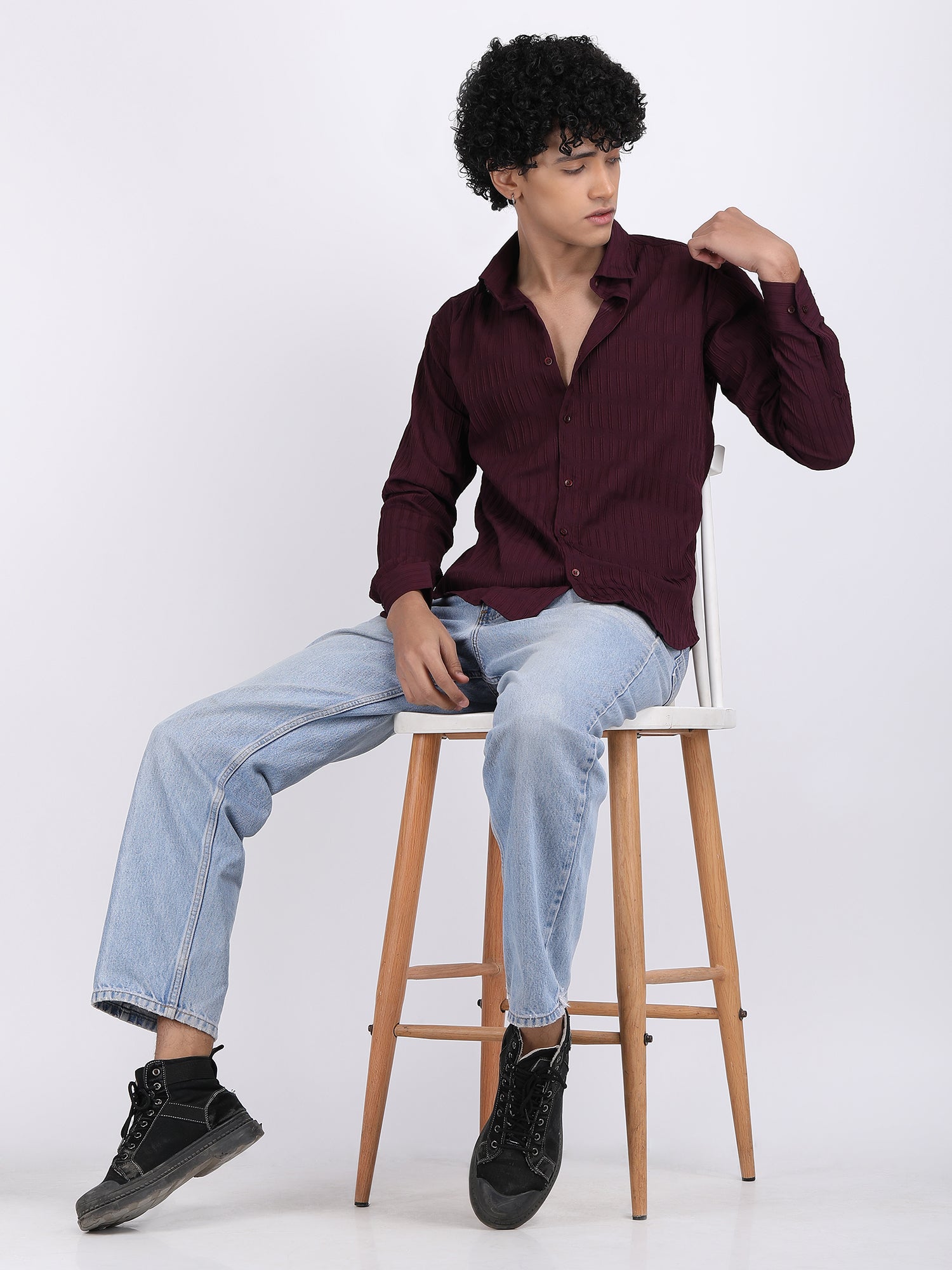 Wine Popcorn Texture Full Sleeves Shirt