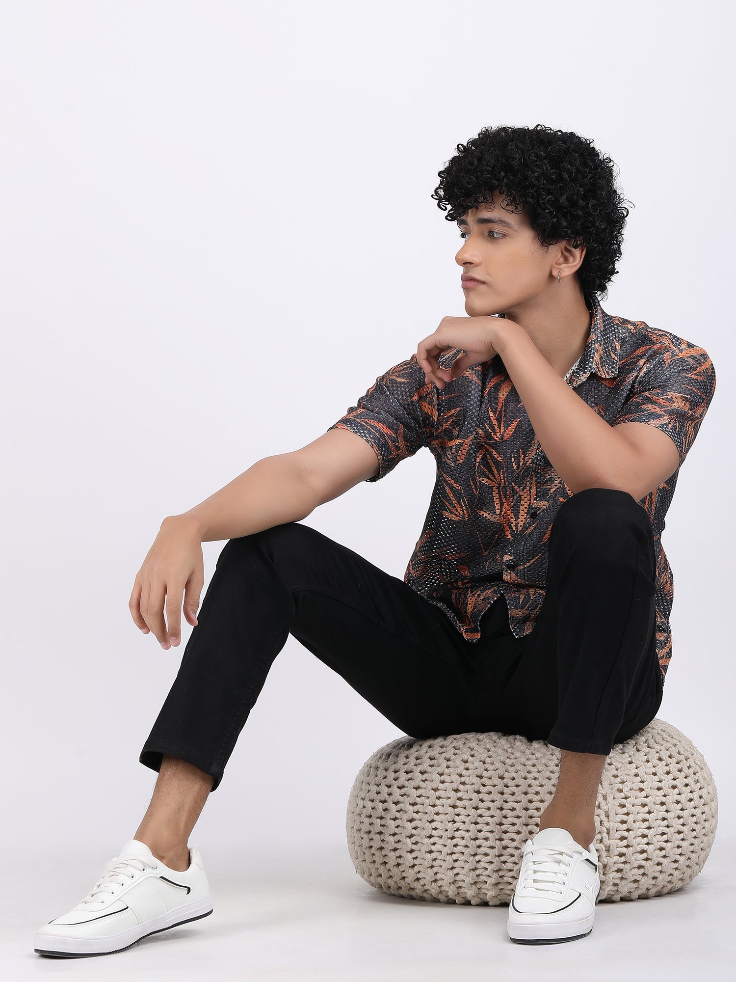 Grey Dual Fusion Crochet Shirt