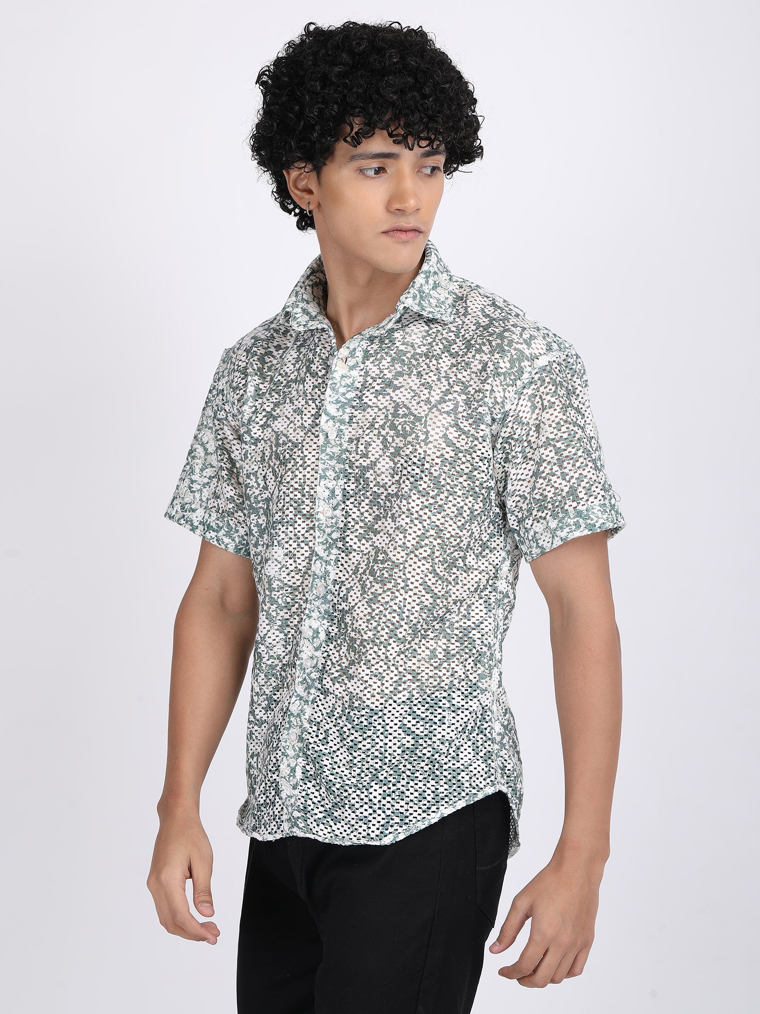 White Dual Fusion Crochet Shirt