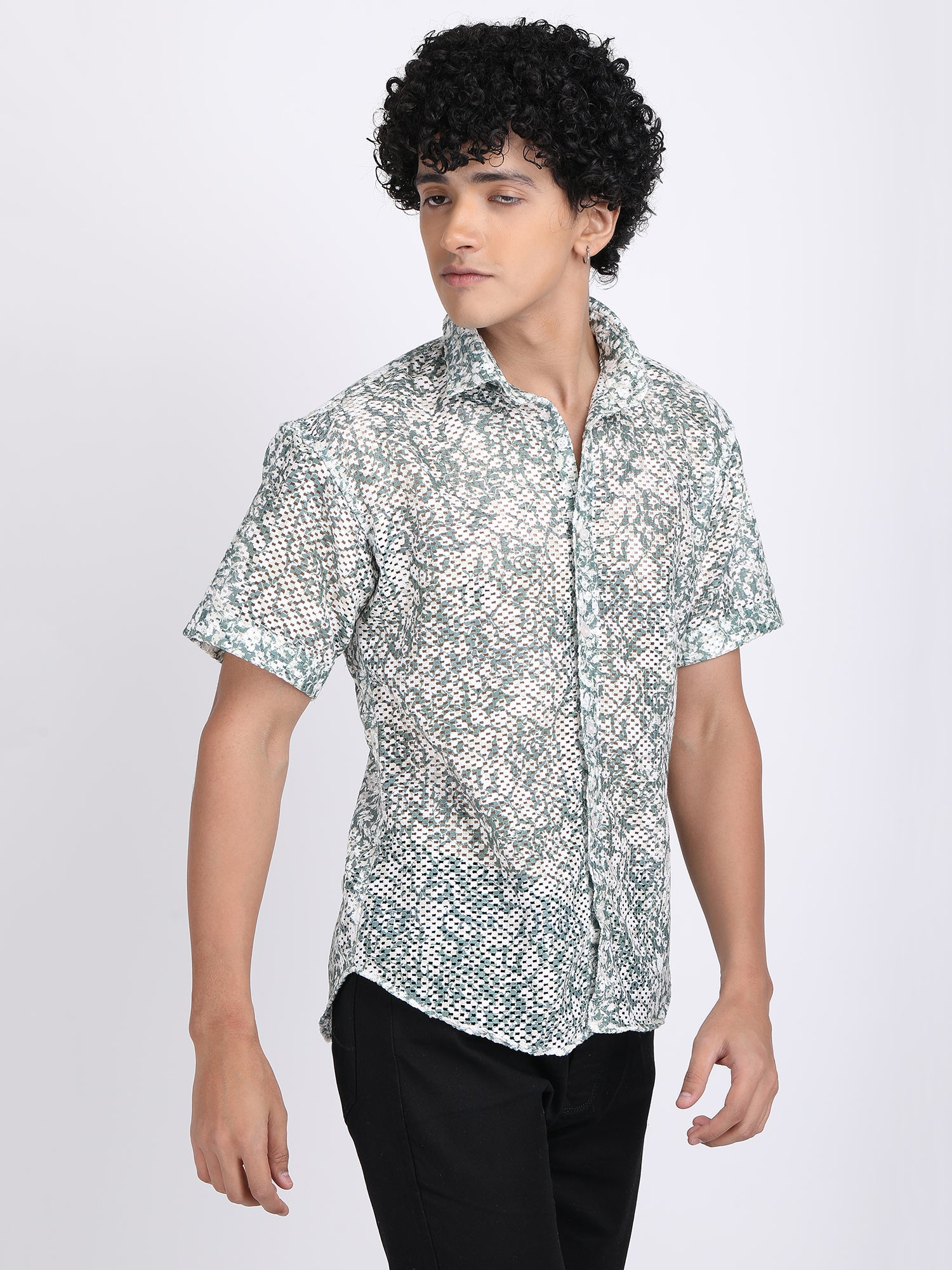 White Dual Fusion Crochet Shirt