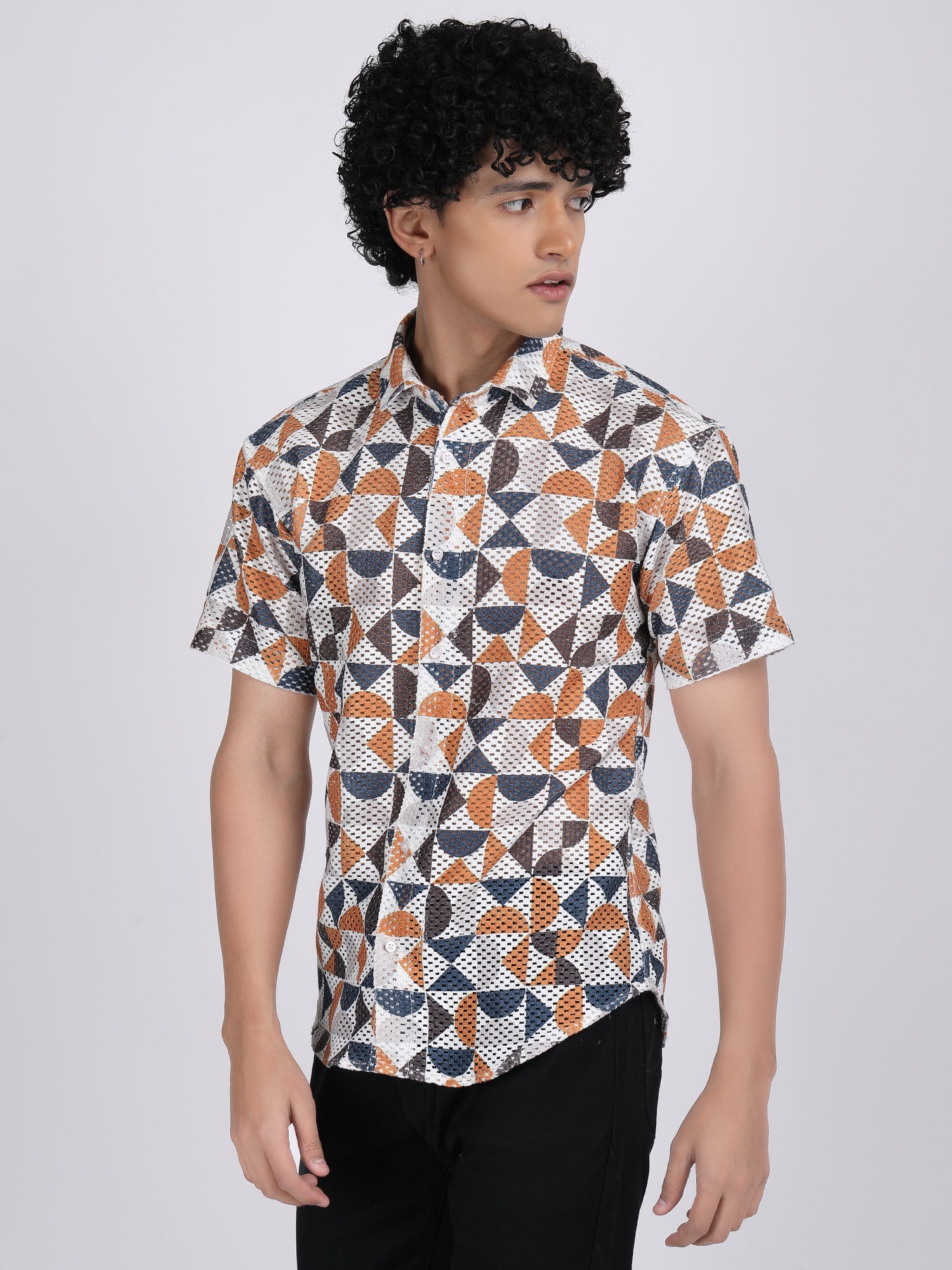 Light Brown Dual Fusion Crochet Shirt