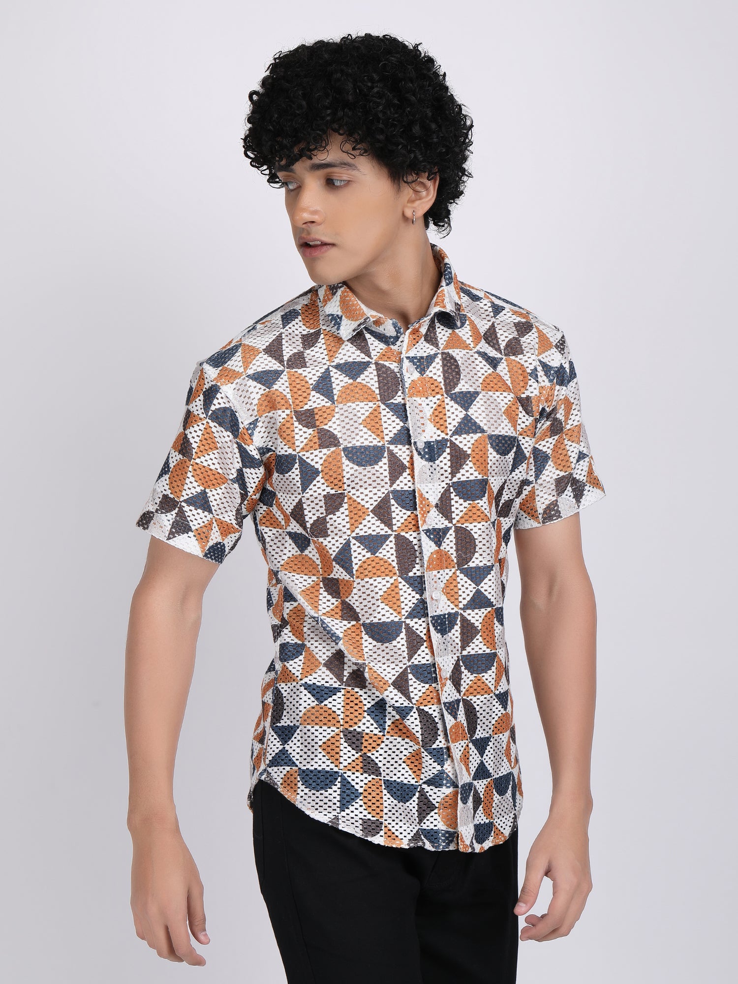 Light Brown Dual Fusion Crochet Shirt