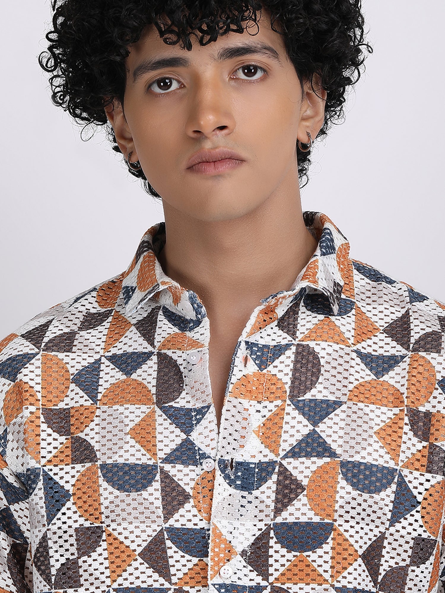 Light Brown Dual Fusion Crochet Shirt