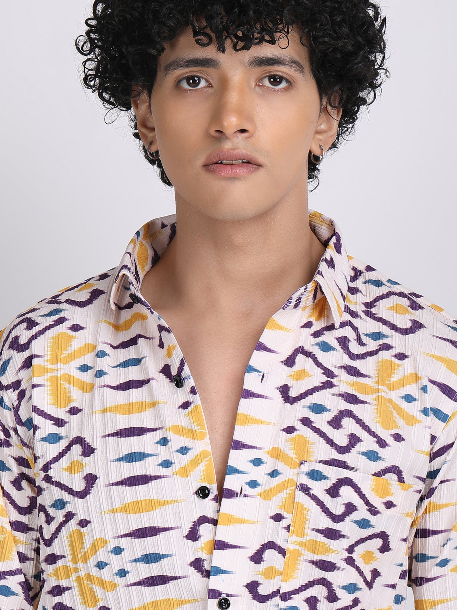 White Popcorn Print Premium Full Sleeves Shirt