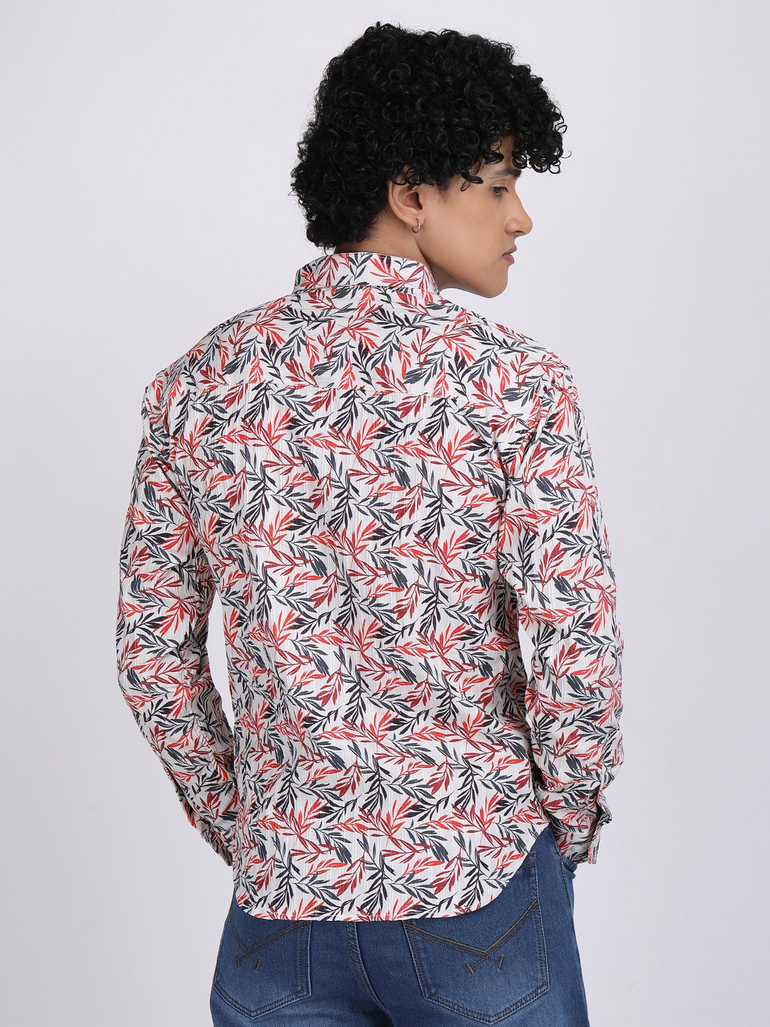 Cream Popcorn Print Premium Full Sleeves Shirt