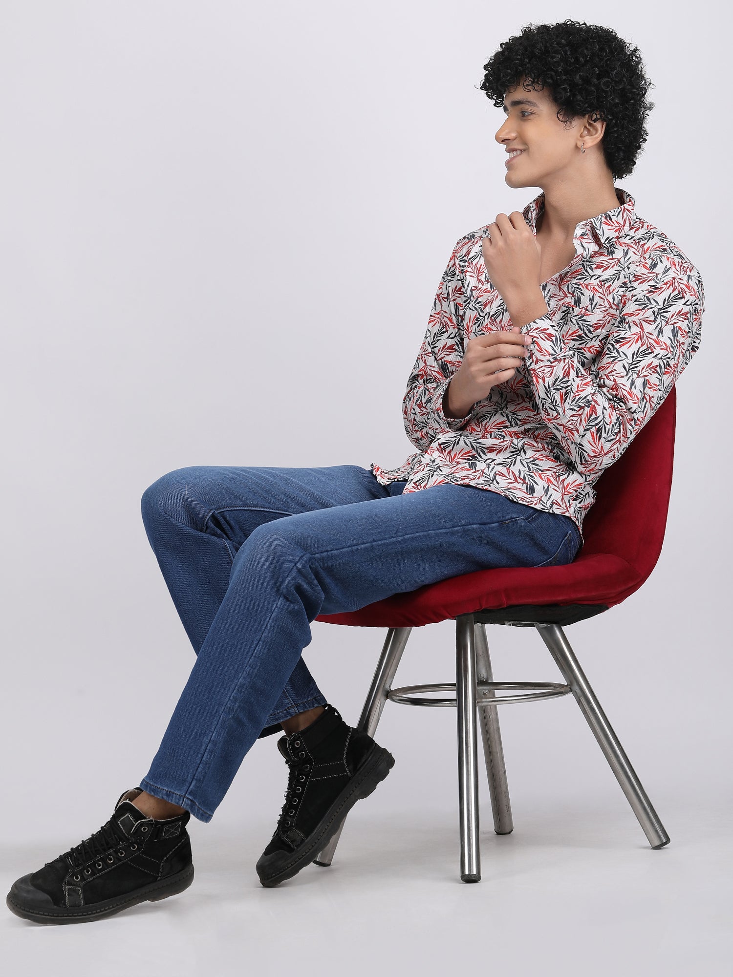 Cream Popcorn Print Premium Full Sleeves Shirt