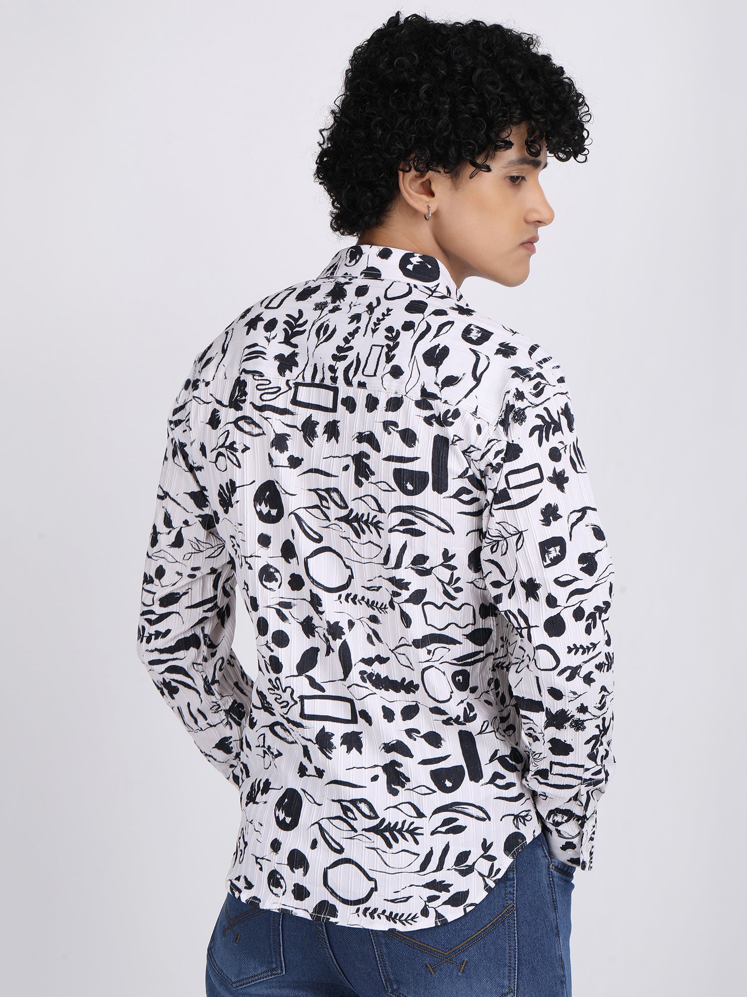 Dark White Popcorn Print Premium Full Sleeves Shirt