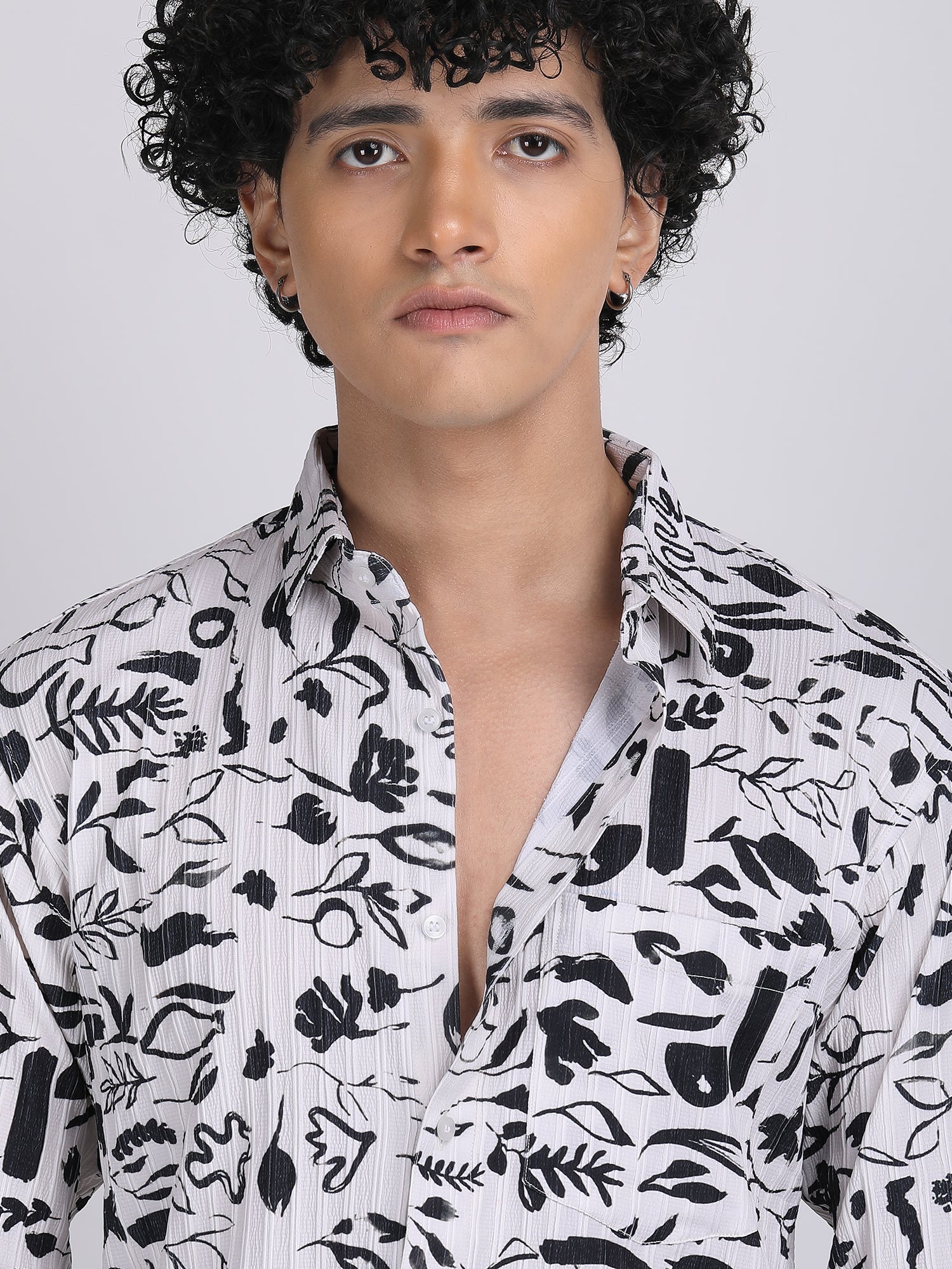 Dark White Popcorn Print Premium Full Sleeves Shirt