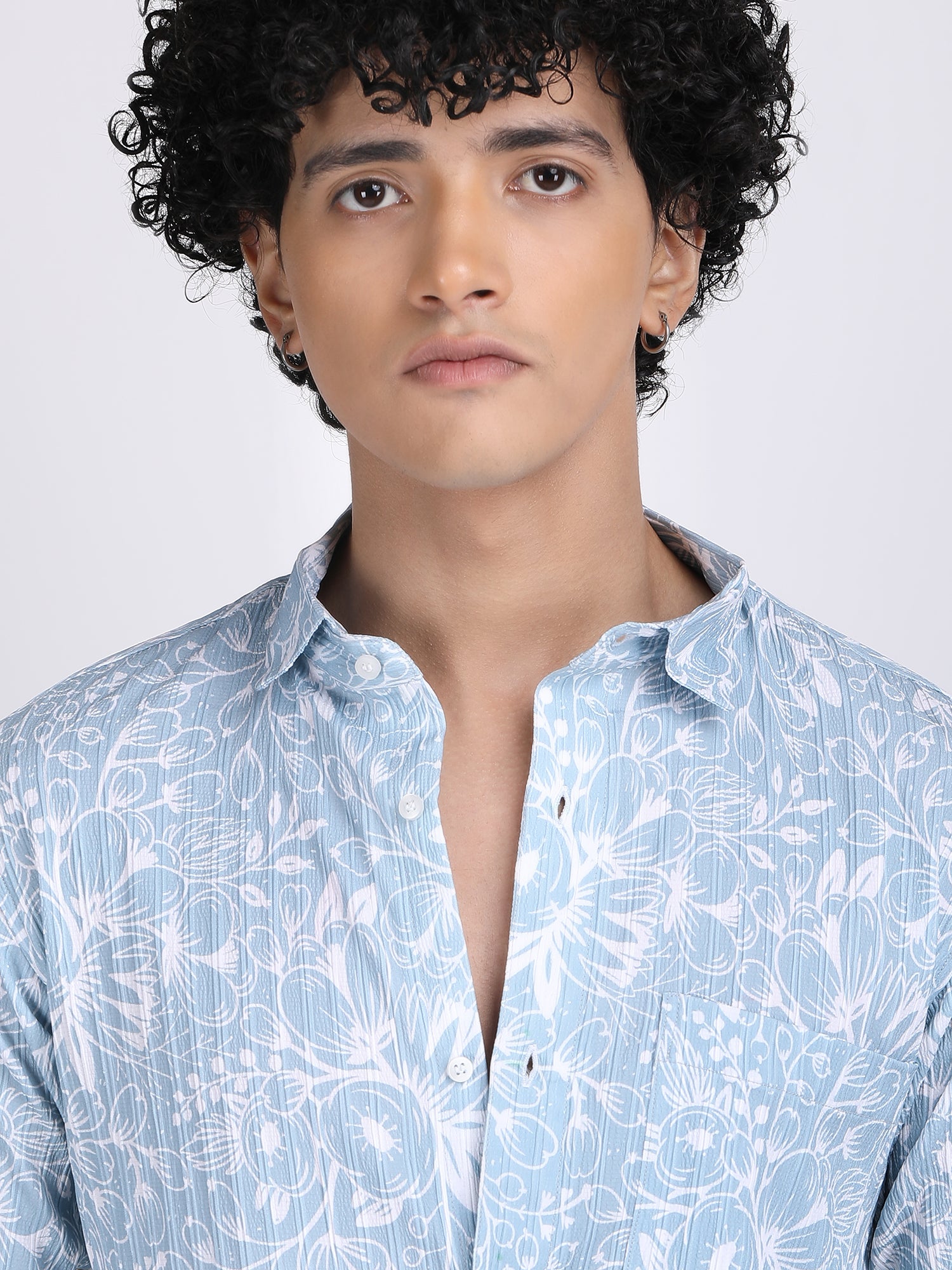 Sky Blue Popcorn Print Premium Full Sleeves Shirt
