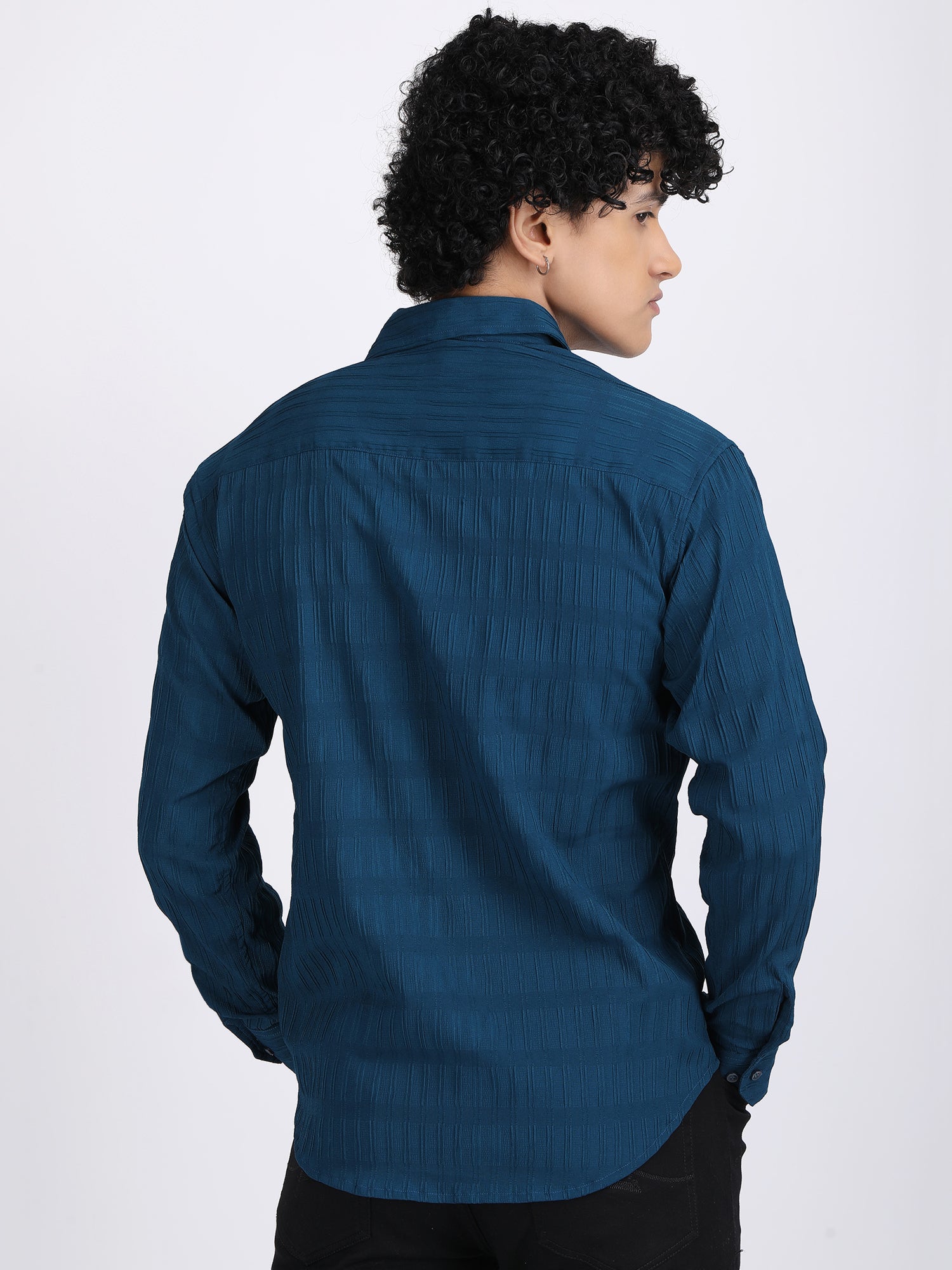 Nile Blue Popcorn Texture Full sleeves Shirt