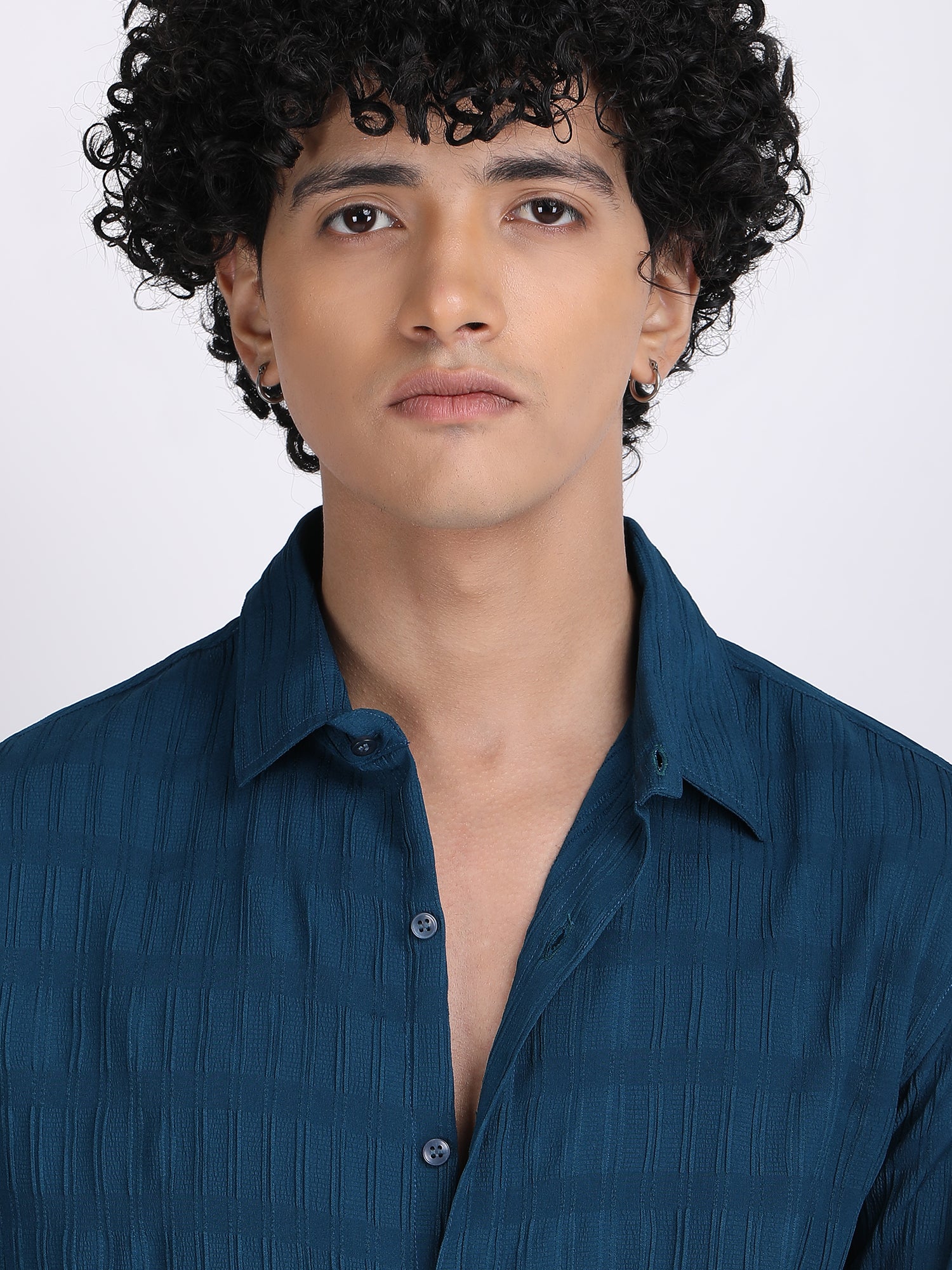 Nile Blue Popcorn Texture Full sleeves Shirt