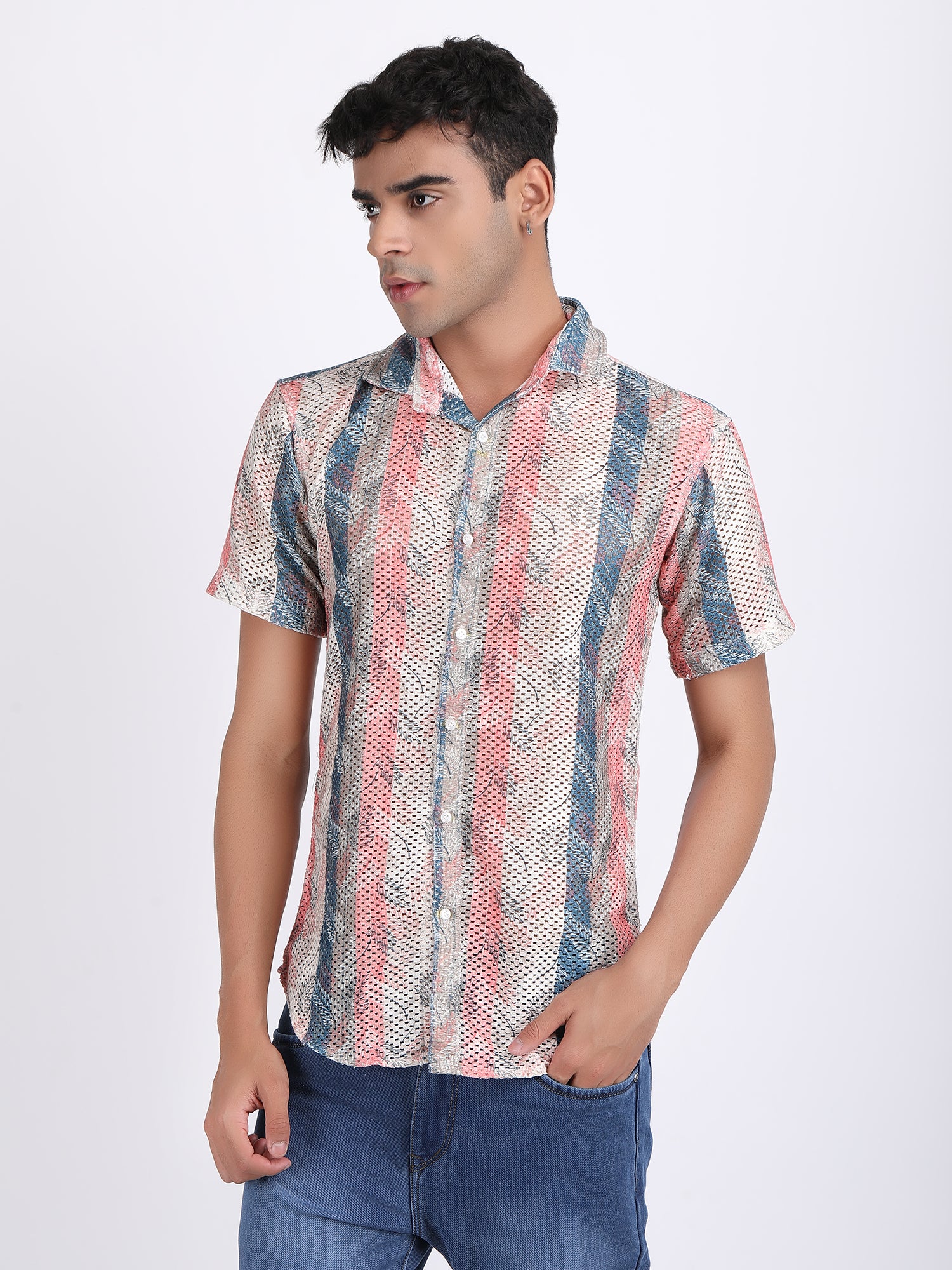 Rose Pink Dual Fusion Crochet Shirt