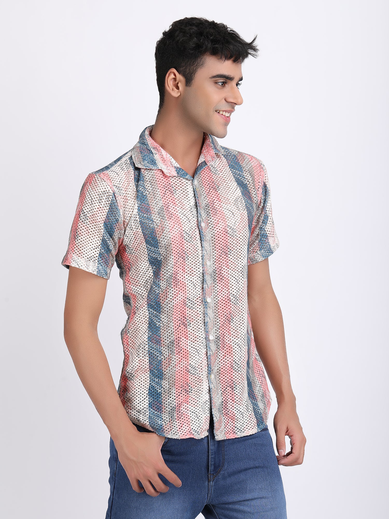 Rose Pink Dual Fusion Crochet Shirt