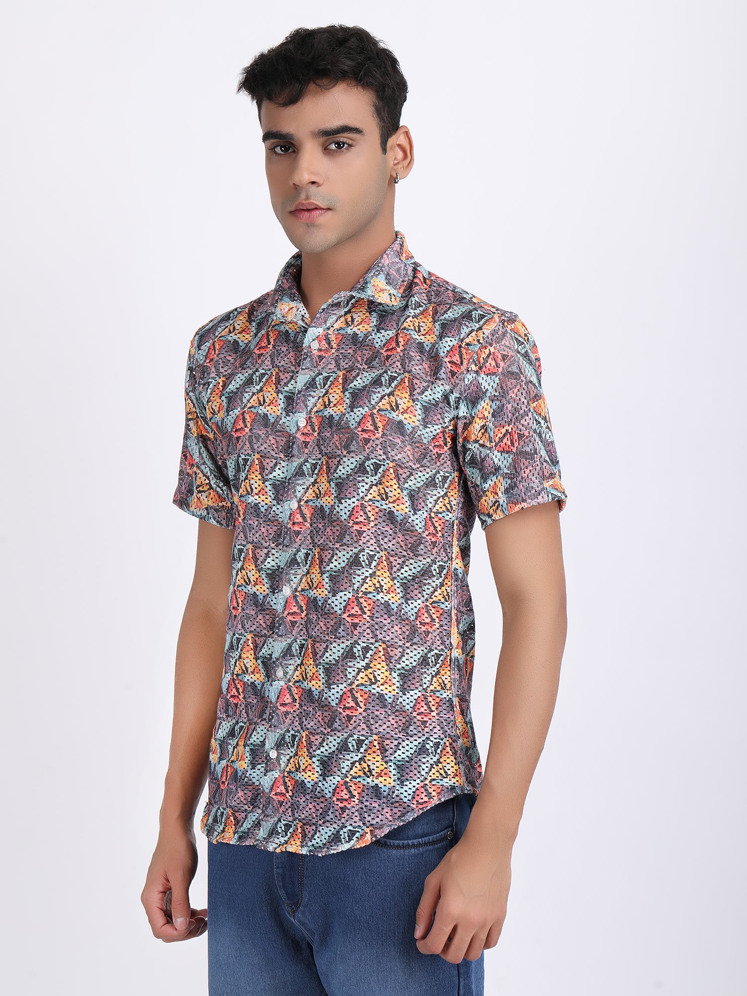 Dark Grey Dual Fusion Crochet Shirt