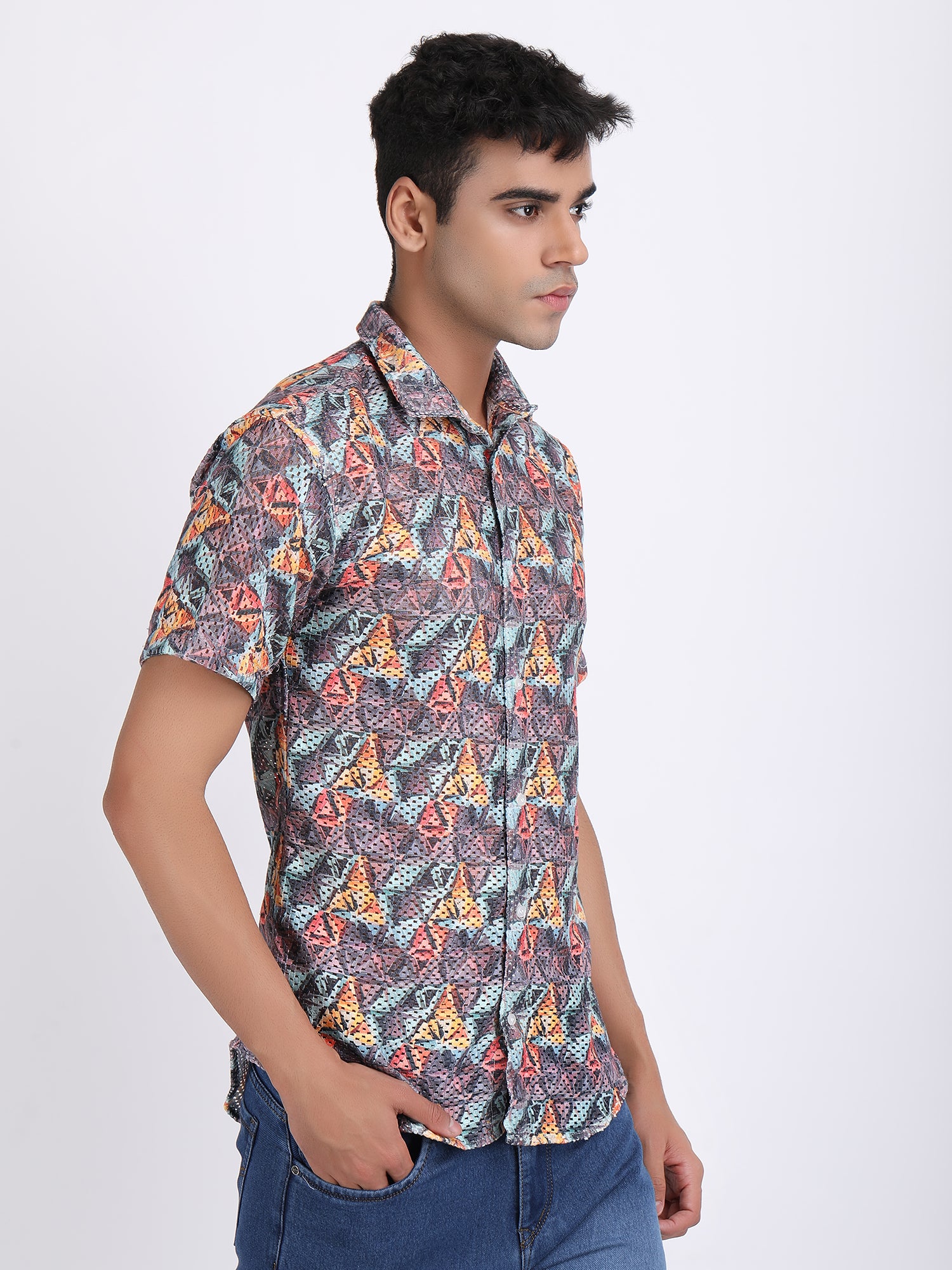 Dark Grey Dual Fusion Crochet Shirt
