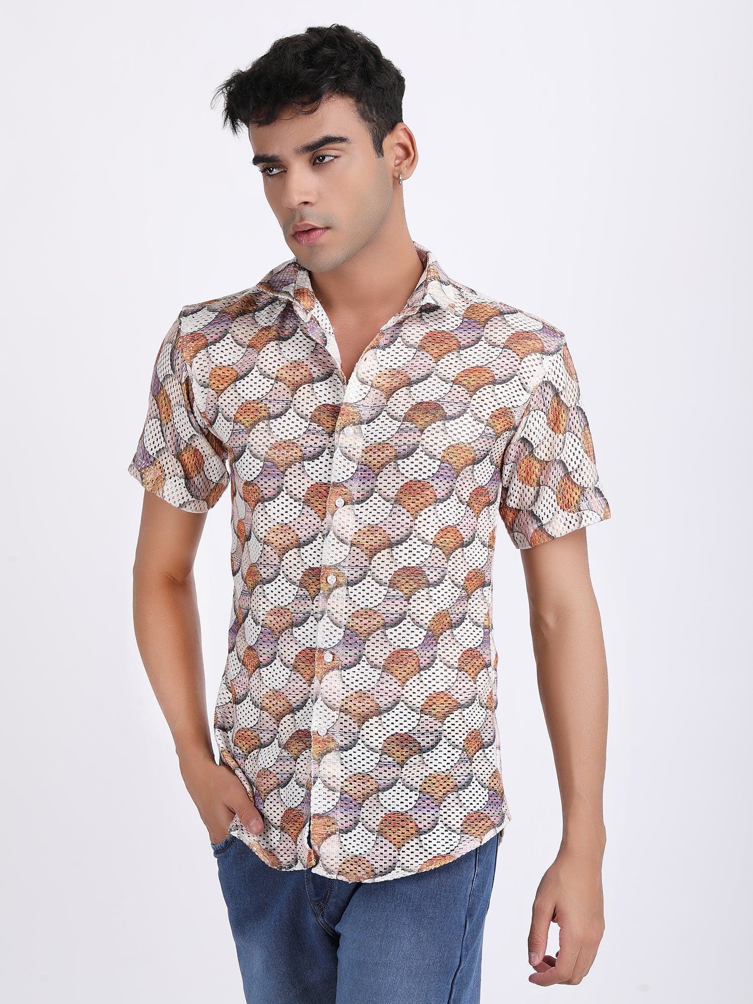 Rosy Brown Dual Fusion Crochet Shirt