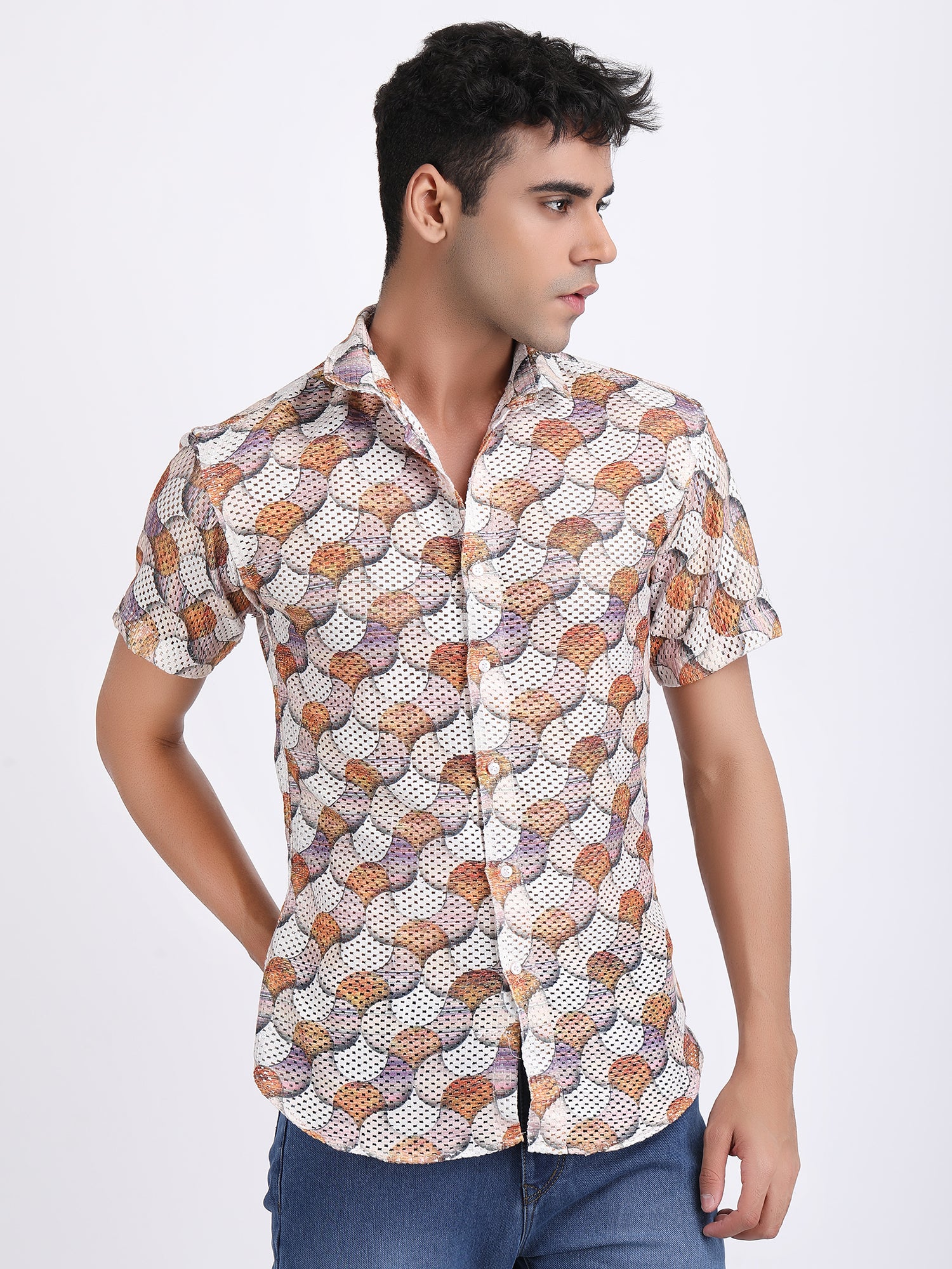 Rosy Brown Dual Fusion Crochet Shirt