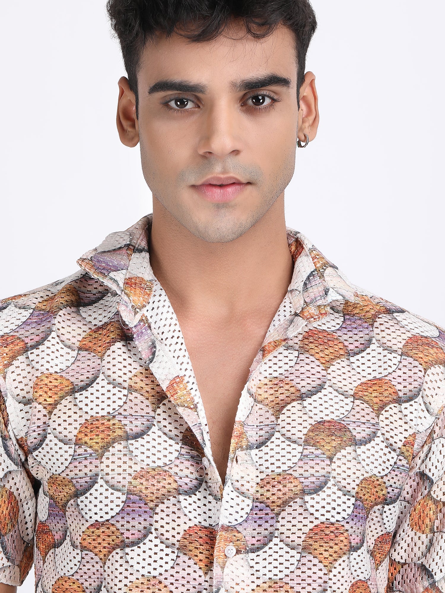 Rosy Brown Dual Fusion Crochet Shirt