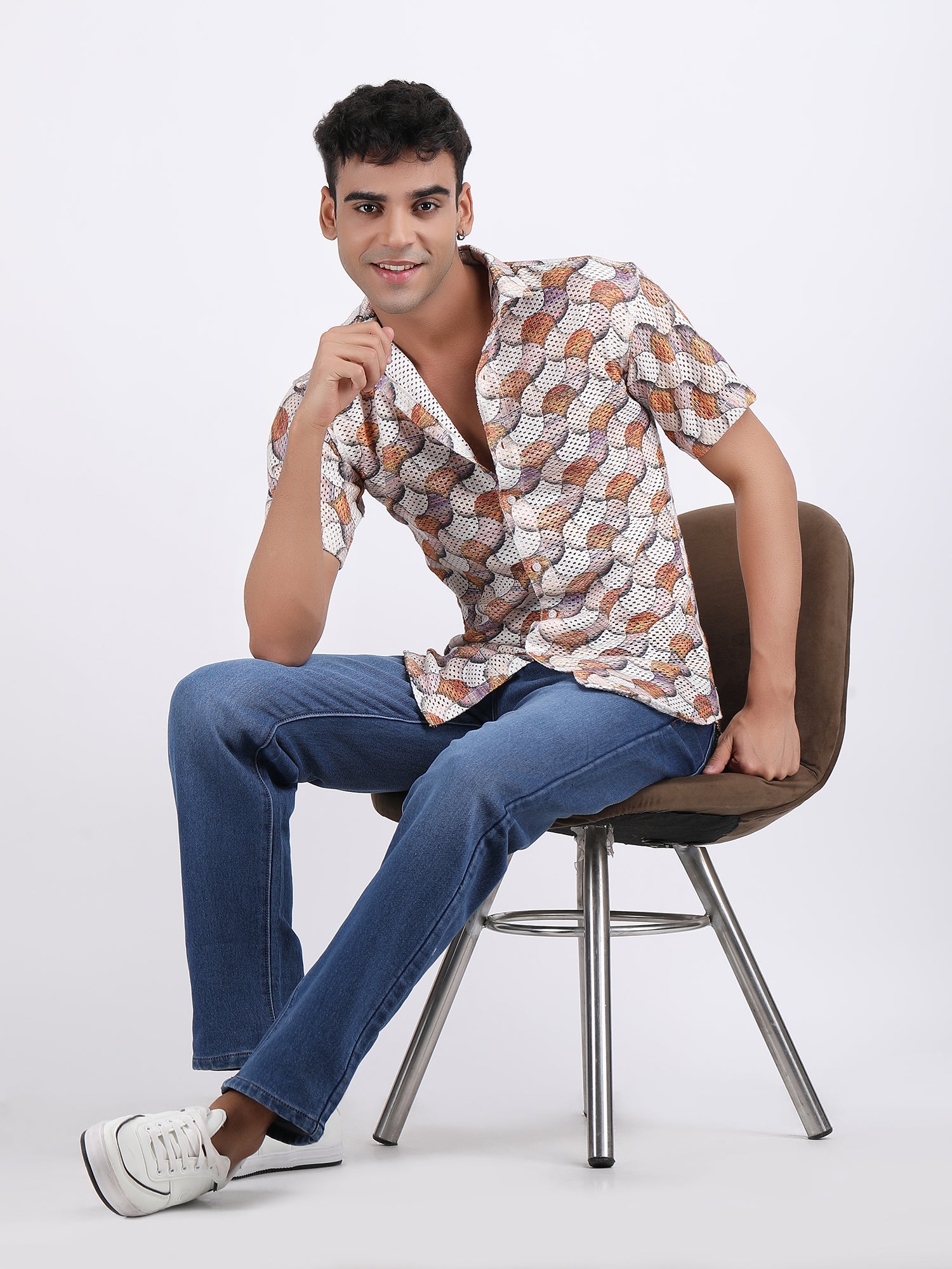 Rosy Brown Dual Fusion Crochet Shirt