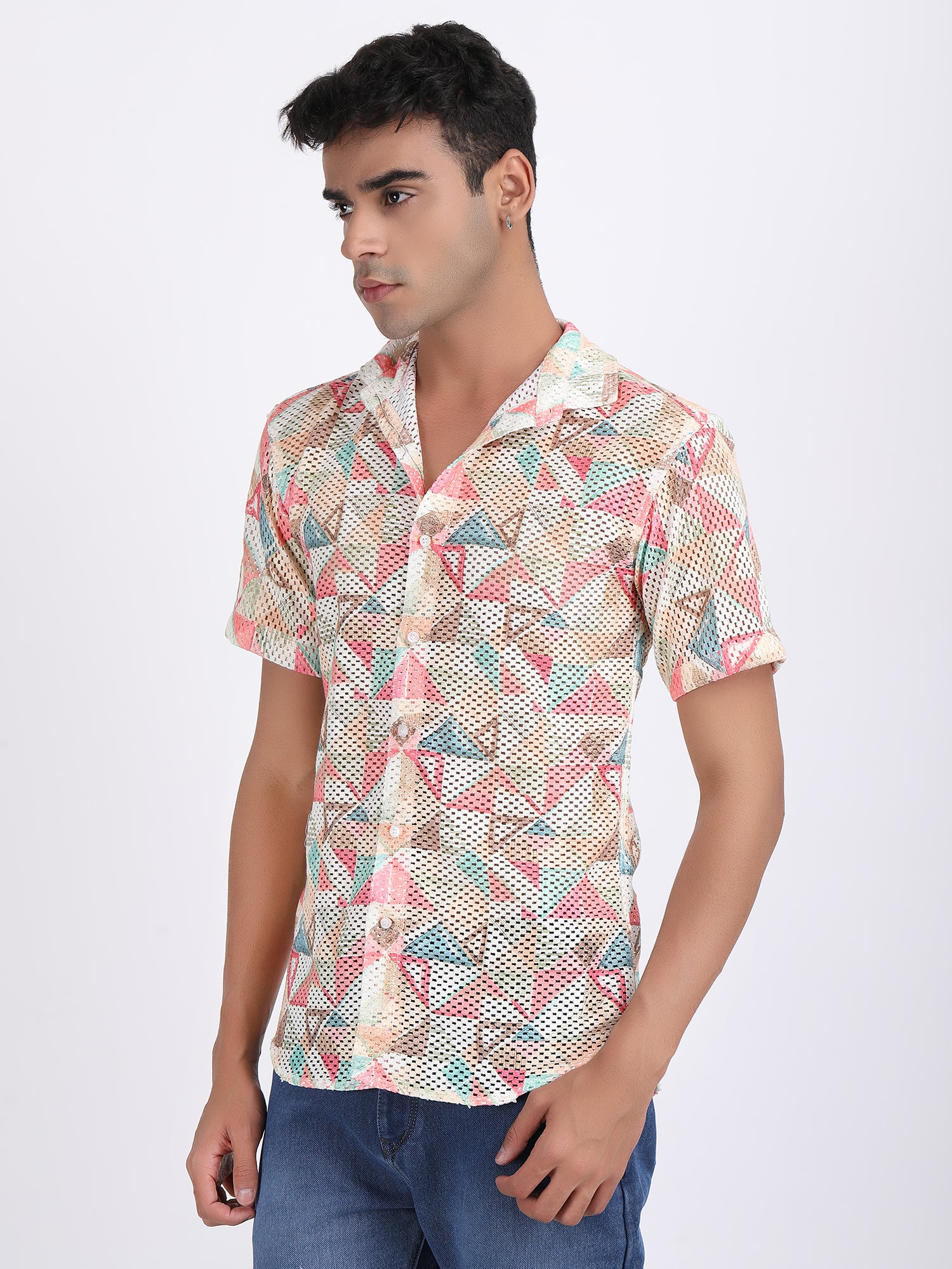 Light White Dual Fusion Crochet Shirt