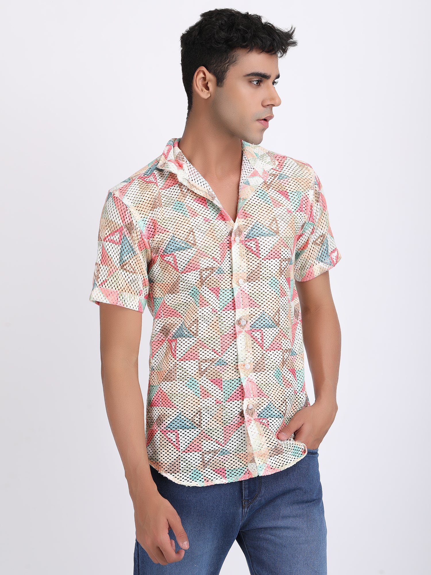 Light White Dual Fusion Crochet Shirt