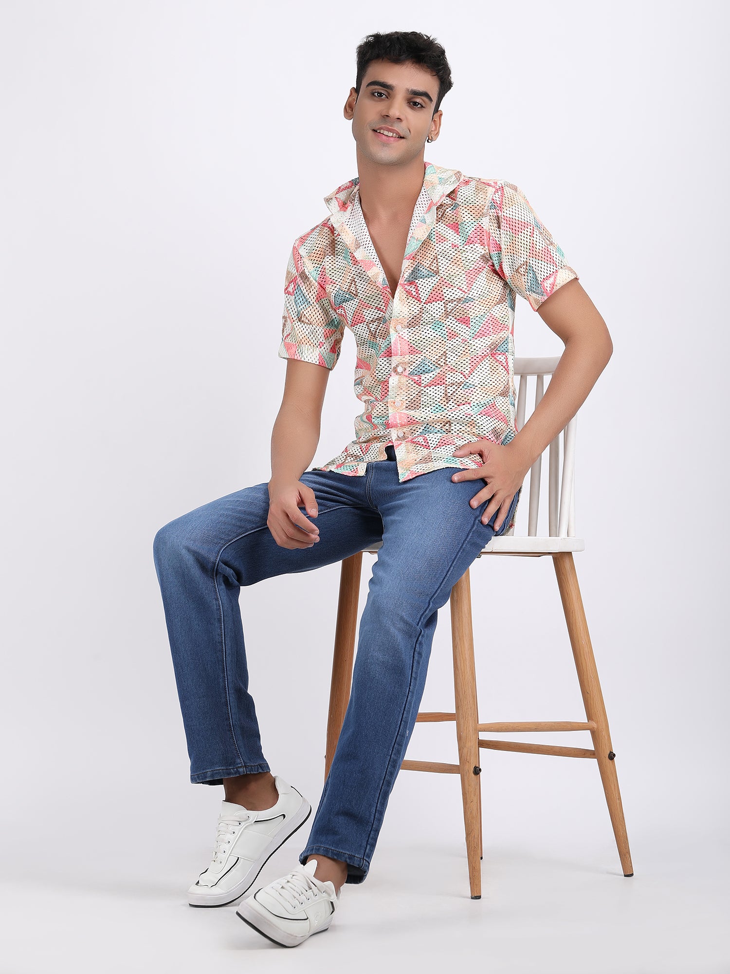 Light White Dual Fusion Crochet Shirt