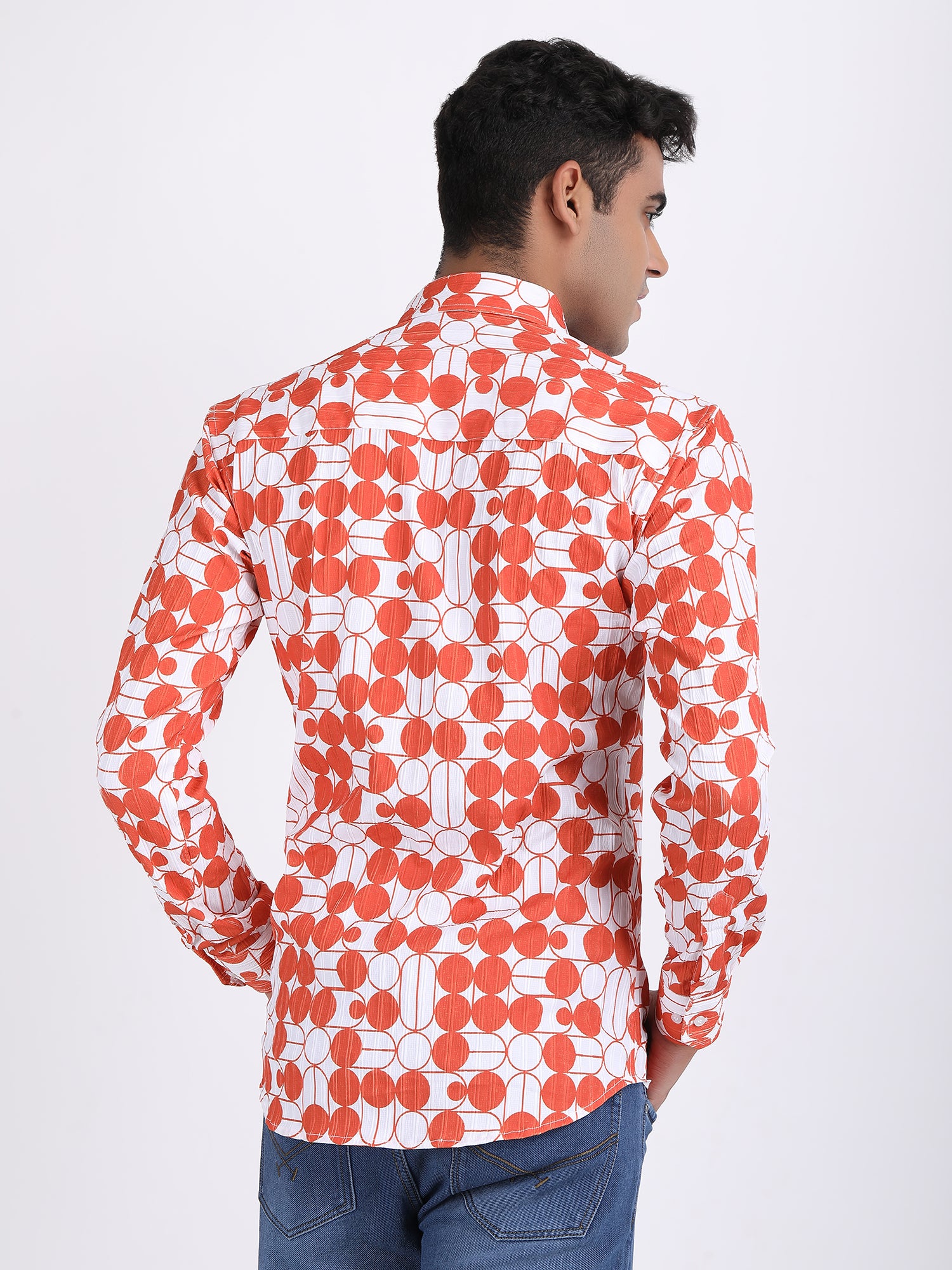 Sunrise Orange Popcorn Print Premium Full Sleeves Shirt