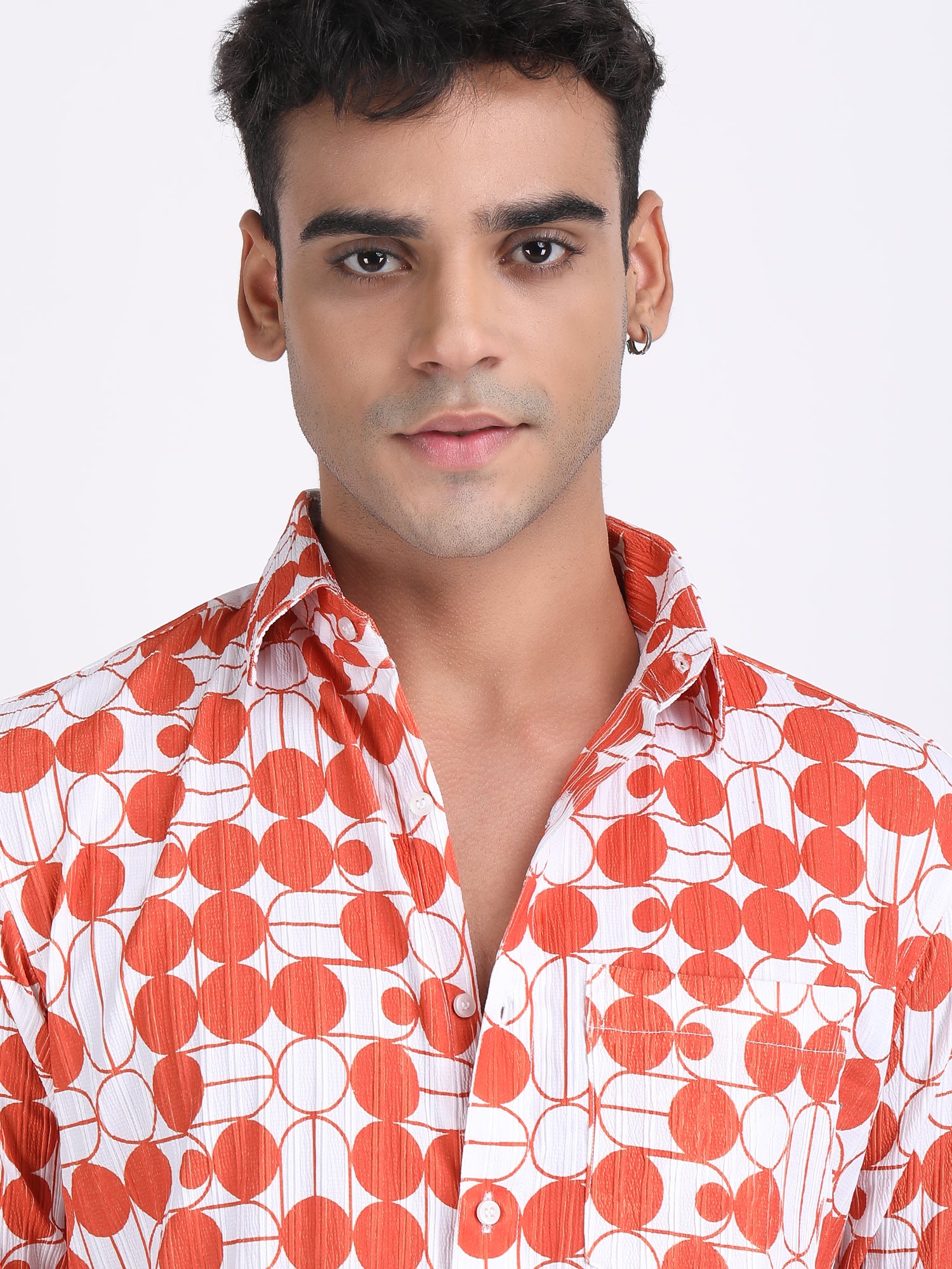 Sunrise Orange Popcorn Print Premium Full Sleeves Shirt
