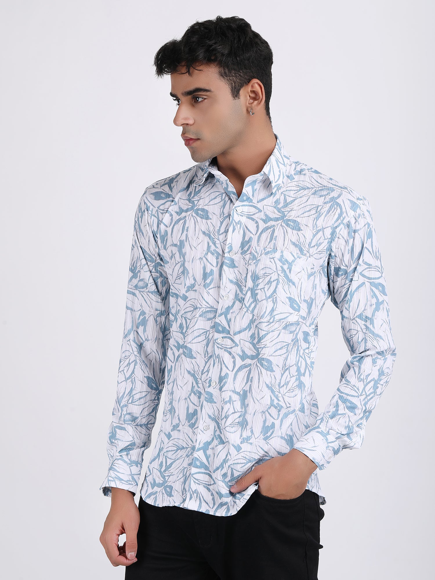 White Popcorn Print Premium Full Sleeves Shirt
