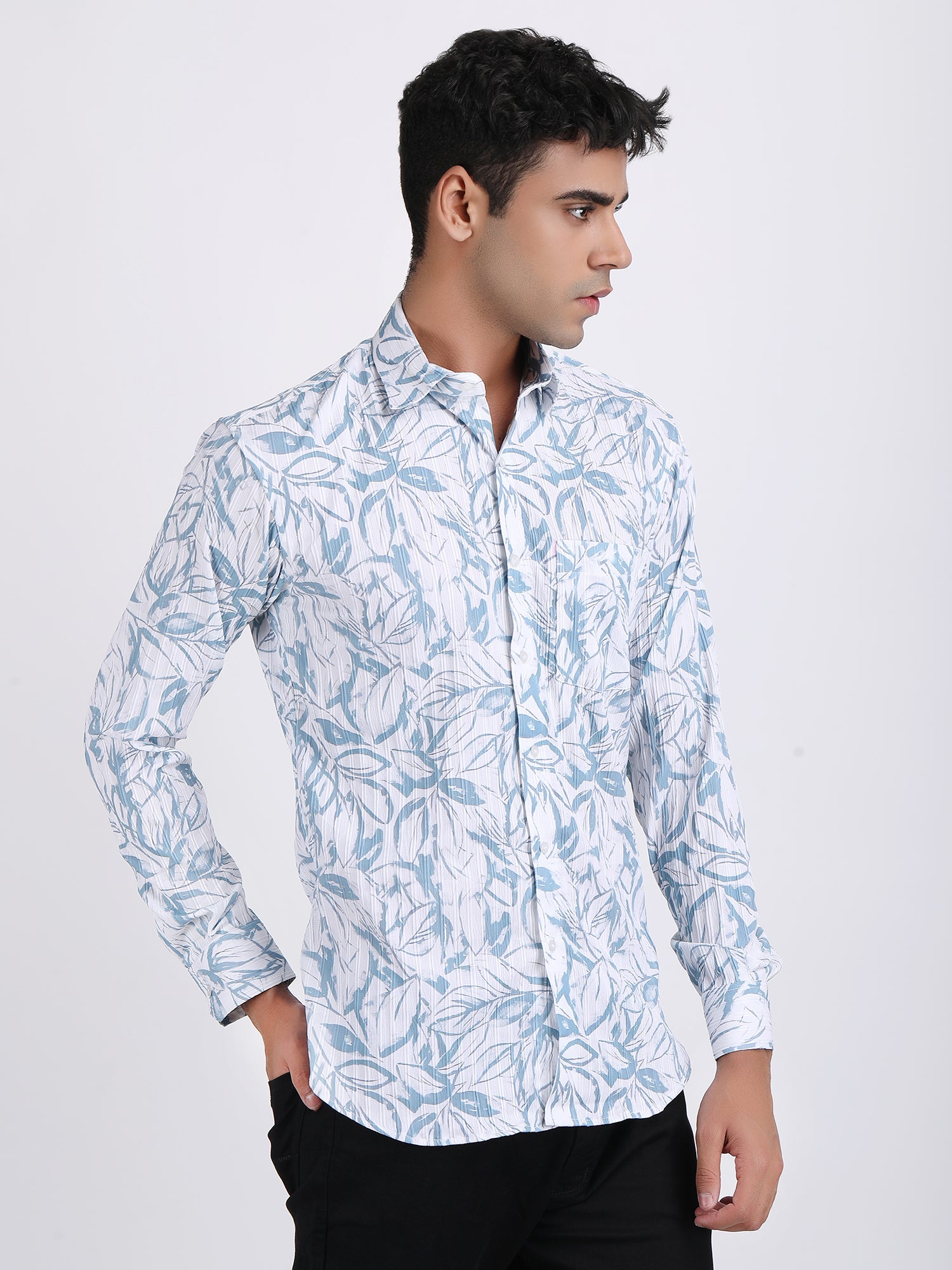 White Popcorn Print Premium Full Sleeves Shirt