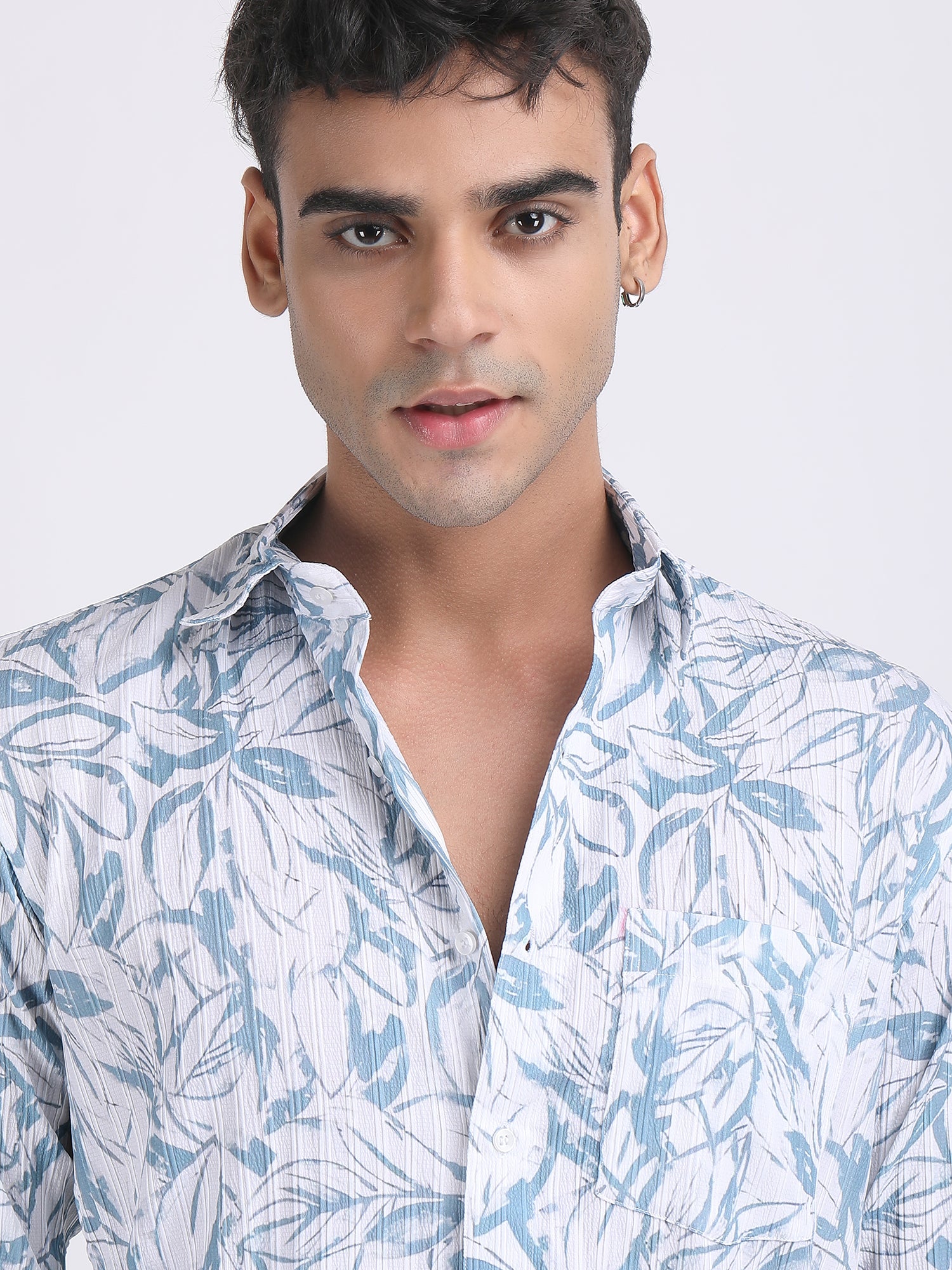 White Popcorn Print Premium Full Sleeves Shirt