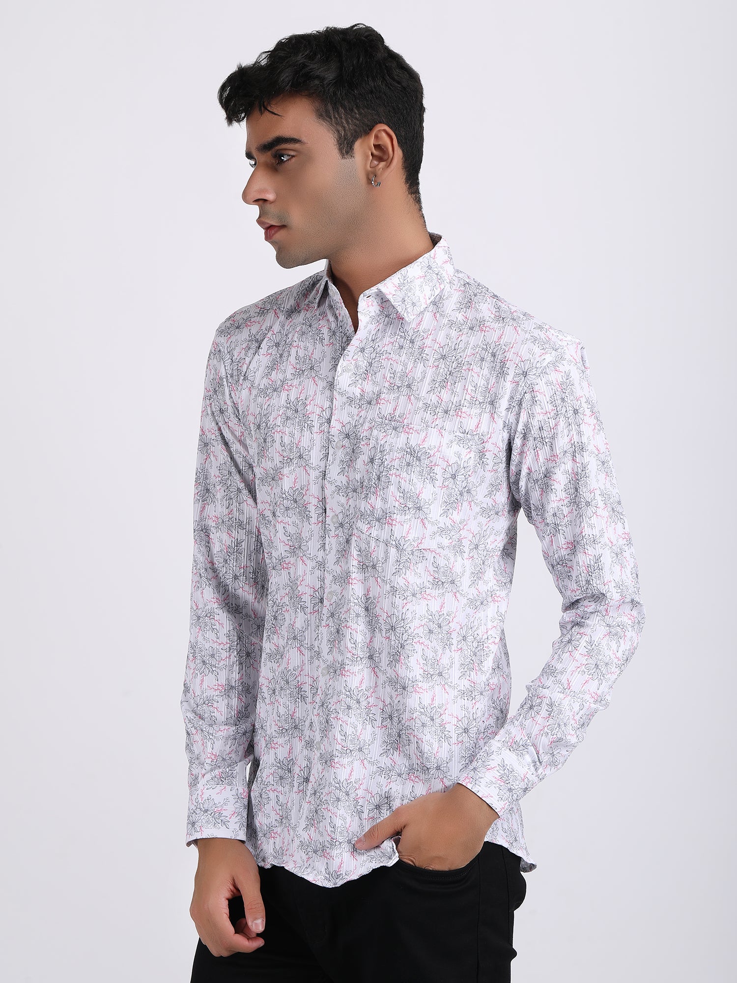 Dark White Popcorn Print Premium Full Sleeves Shirt