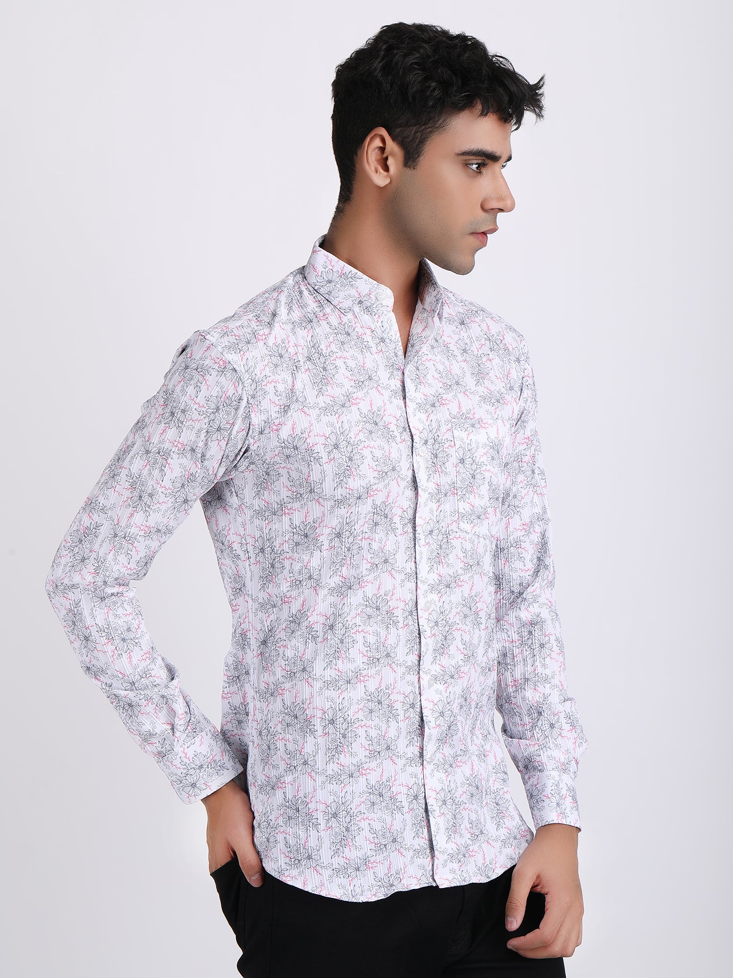 Dark White Popcorn Print Premium Full Sleeves Shirt