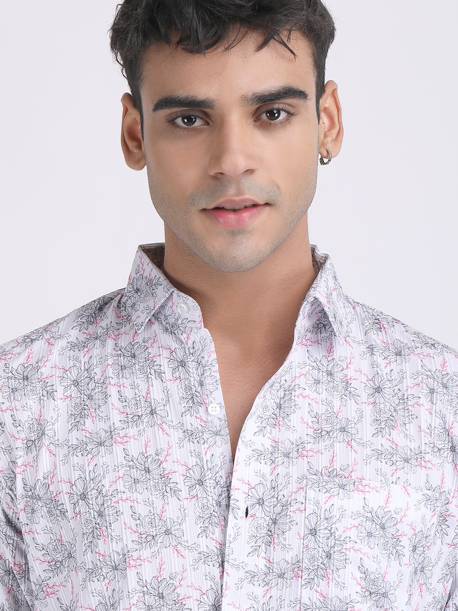 Dark White Popcorn Print Premium Full Sleeves Shirt