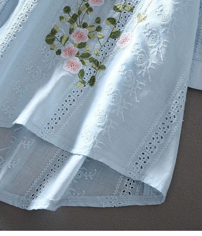 Step Out in Style with Our Charming Sky Blue Embroidery Tunic