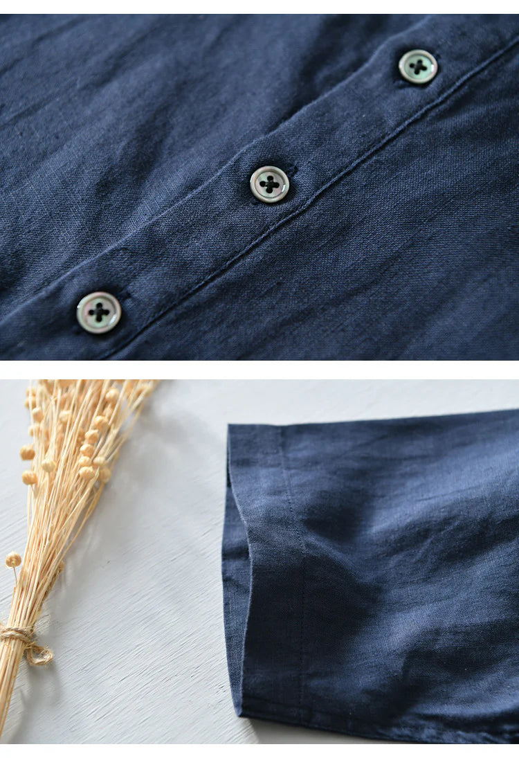 Loose & Casual Short-Sleeved Men's Blue Kurta shirt with Pocket