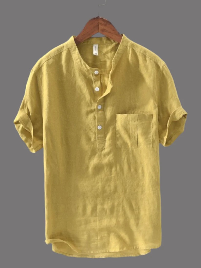 The Perfect Blend of Tradition and Modernity: Men's Yellow Cotton Kurta Shirt with Handy Pocket