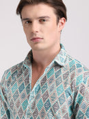 Beetle Green Dual Fusion Crochet Shirt